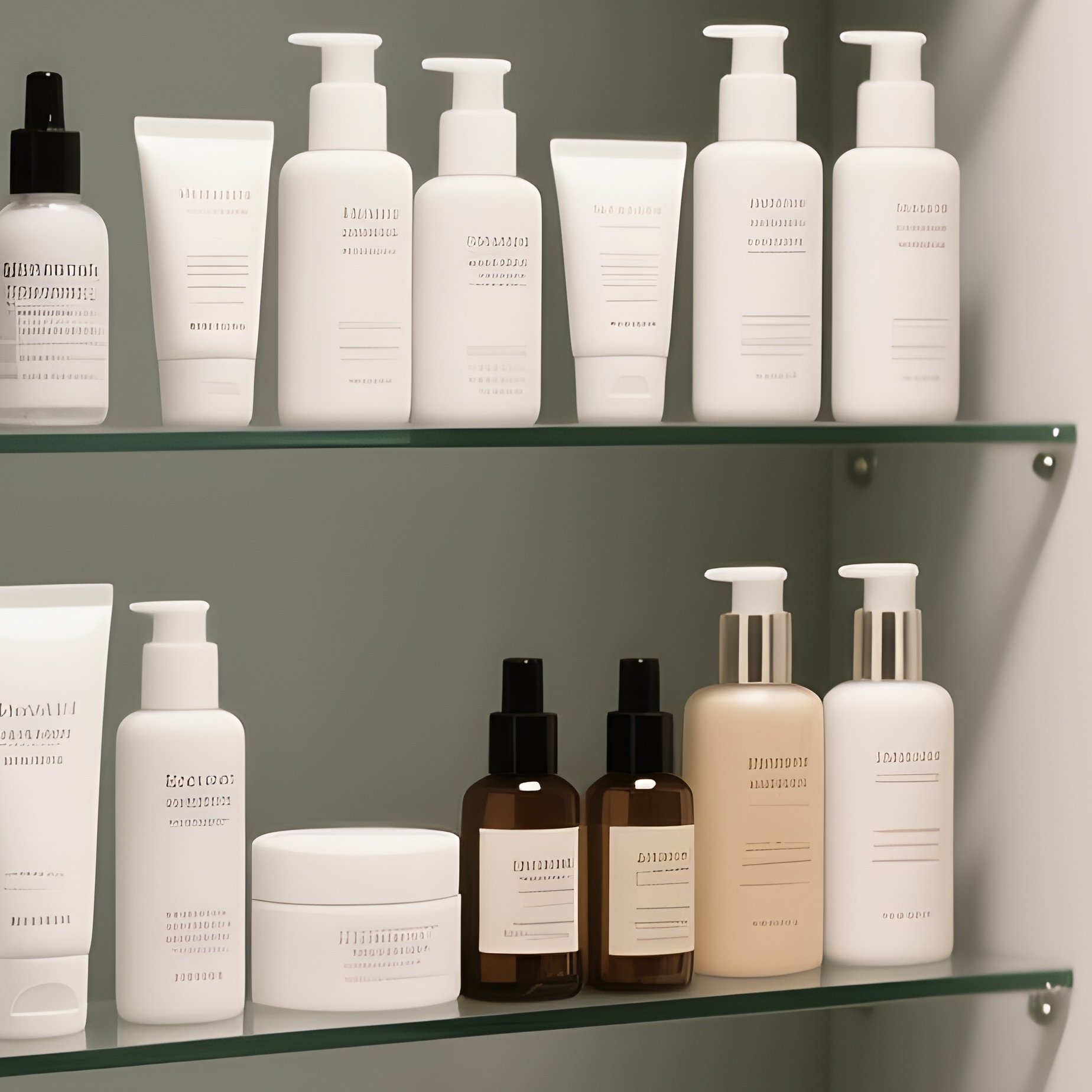 An Open Mirrored Medicine Cabinet Revealing Neat Rows Of Skincare Products And Toiletries In A Tiled, Clean Bathroom Setting. - Full Resolution Quality Preview