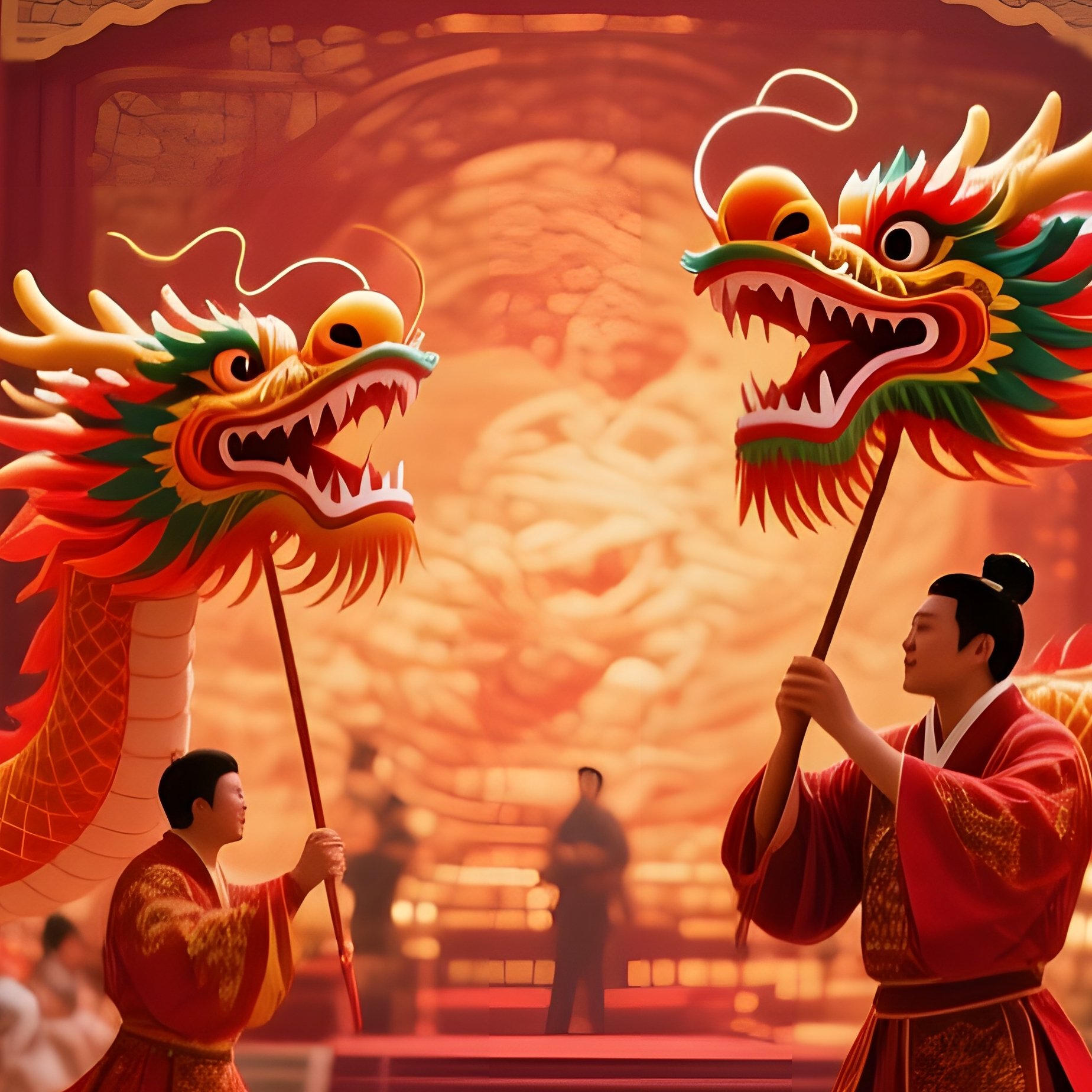 An Opulent Banquet Hall In A Chinese Imperial Palace During A Lunar Festival, Red Lanterns Glowing, - Full Resolution Quality Preview