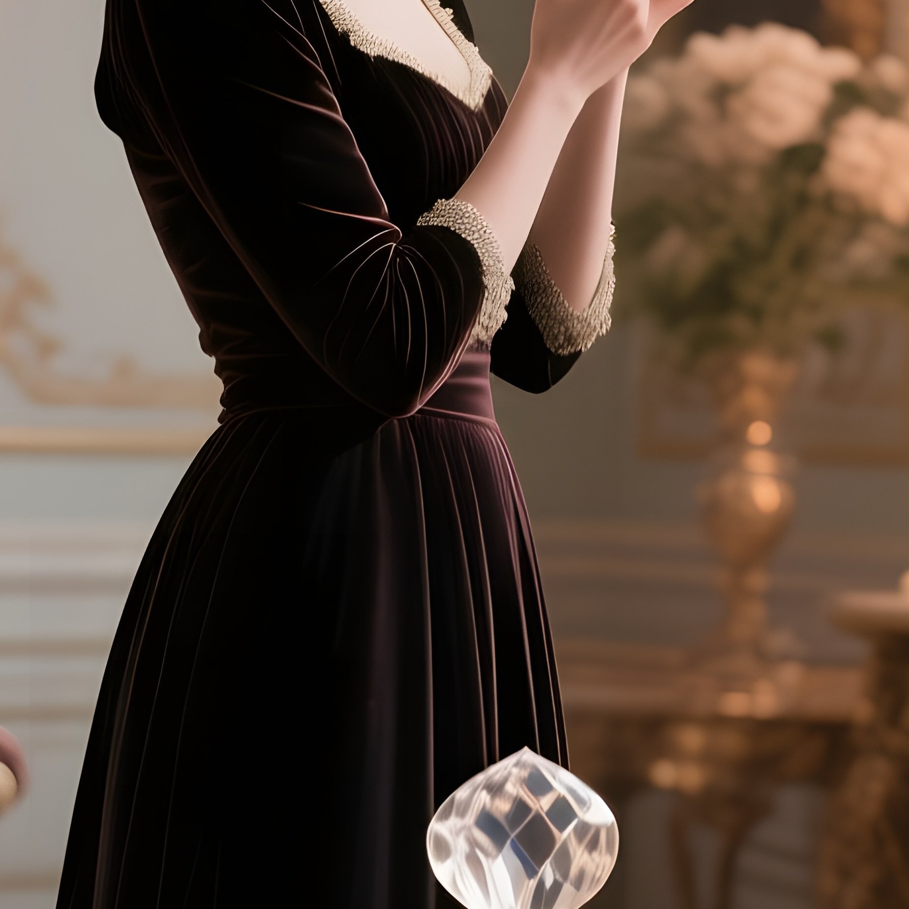 An Opulent Dressing Chamber Filled With Velvet Chaise Lounges, Ornate Mirrors Reflecting Soft - Full Resolution Quality Preview