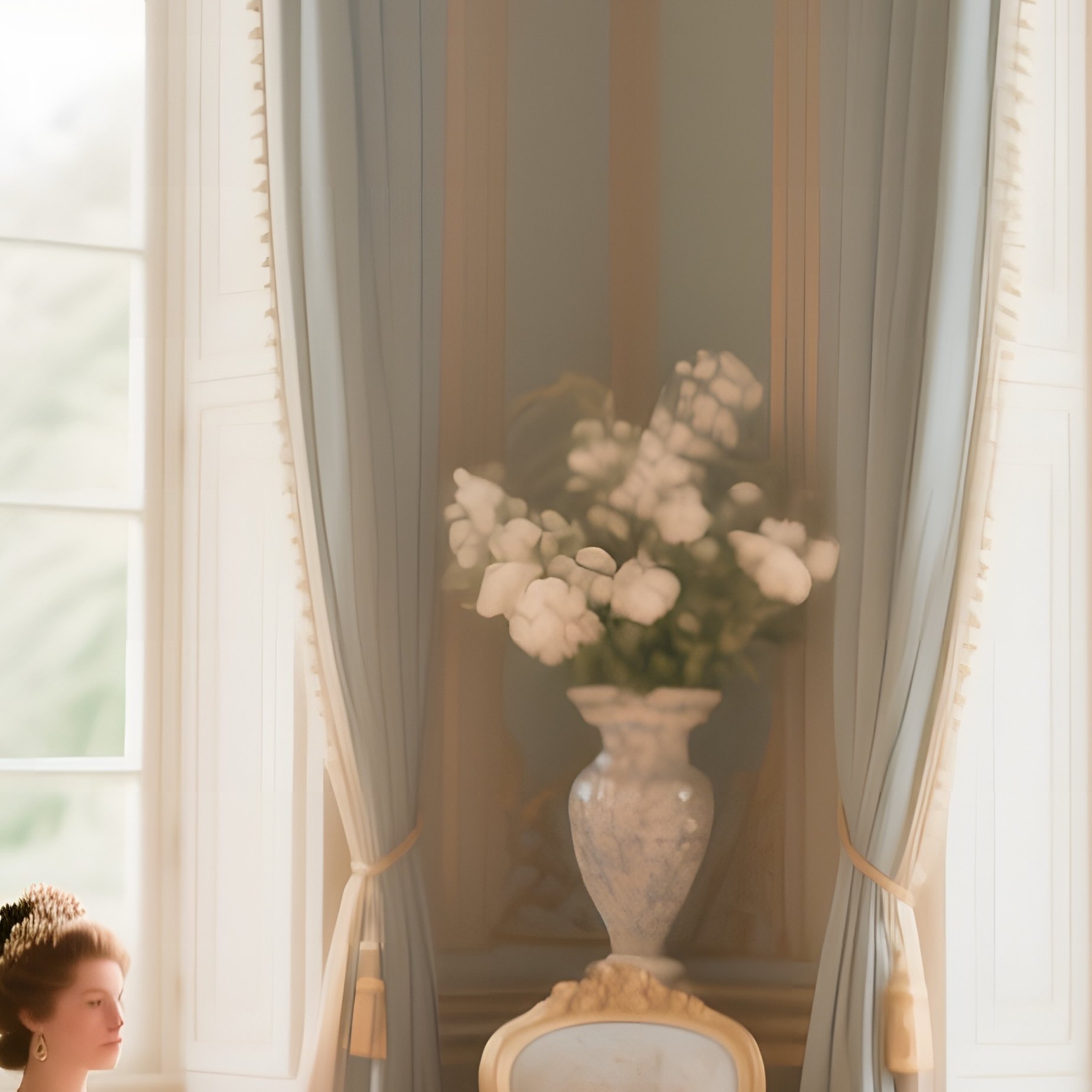 An Opulent French Rococo Salon Bathed In Natural Daylight From Large Windows, Aristocrats In - Full Resolution Quality Preview