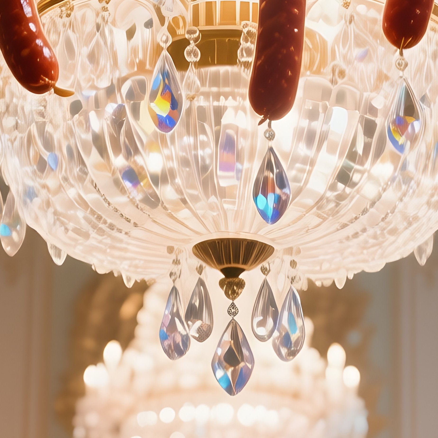 An Opulent Palace Ballroom Under Crystal Chandeliers, Displaying A Grand Chandelier Made Entirely - Full Resolution Quality Preview