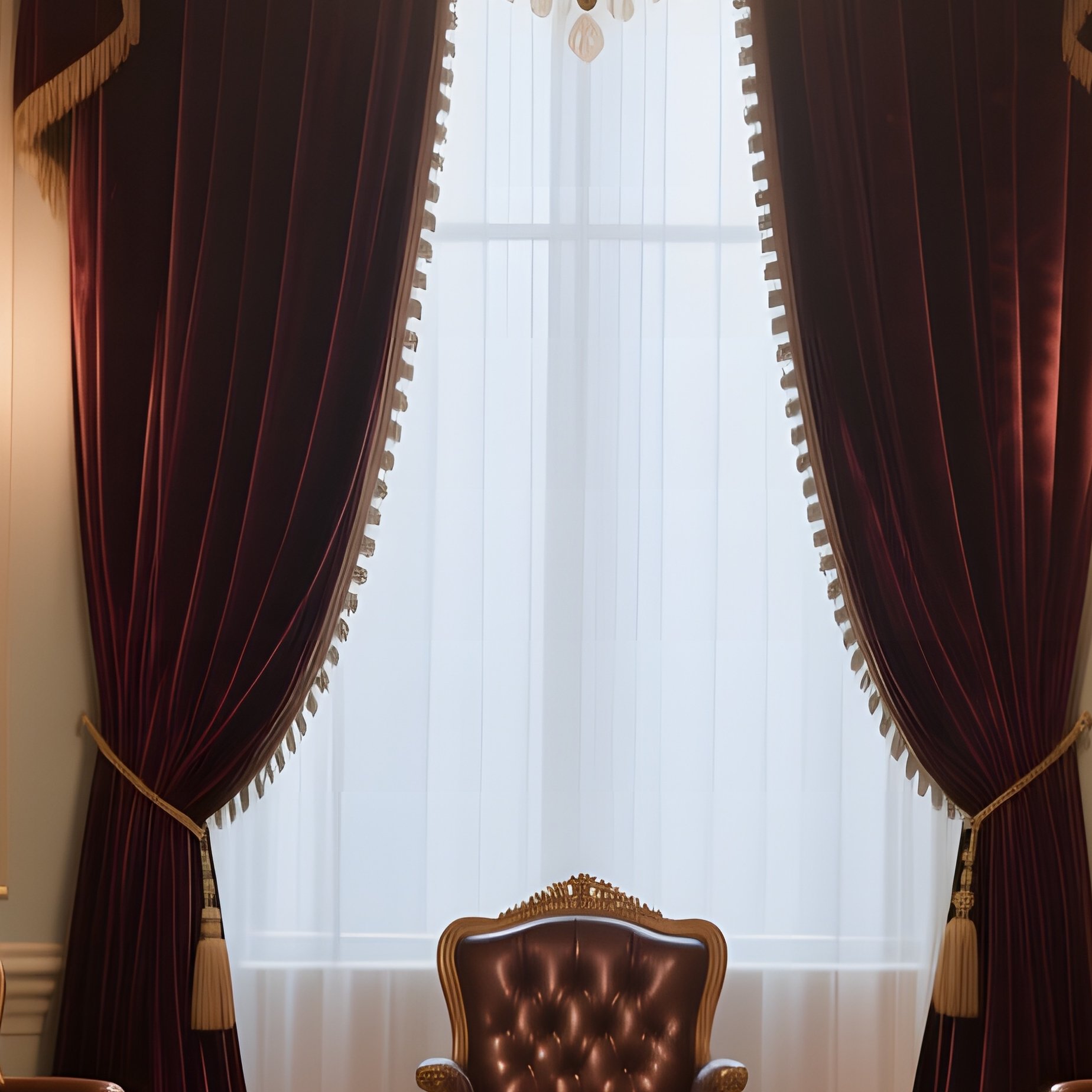 An Opulent Victorian Ballroom Illuminated By Chandeliers, Velvet Drapes And Leather Upholstered - Full Resolution Quality Preview