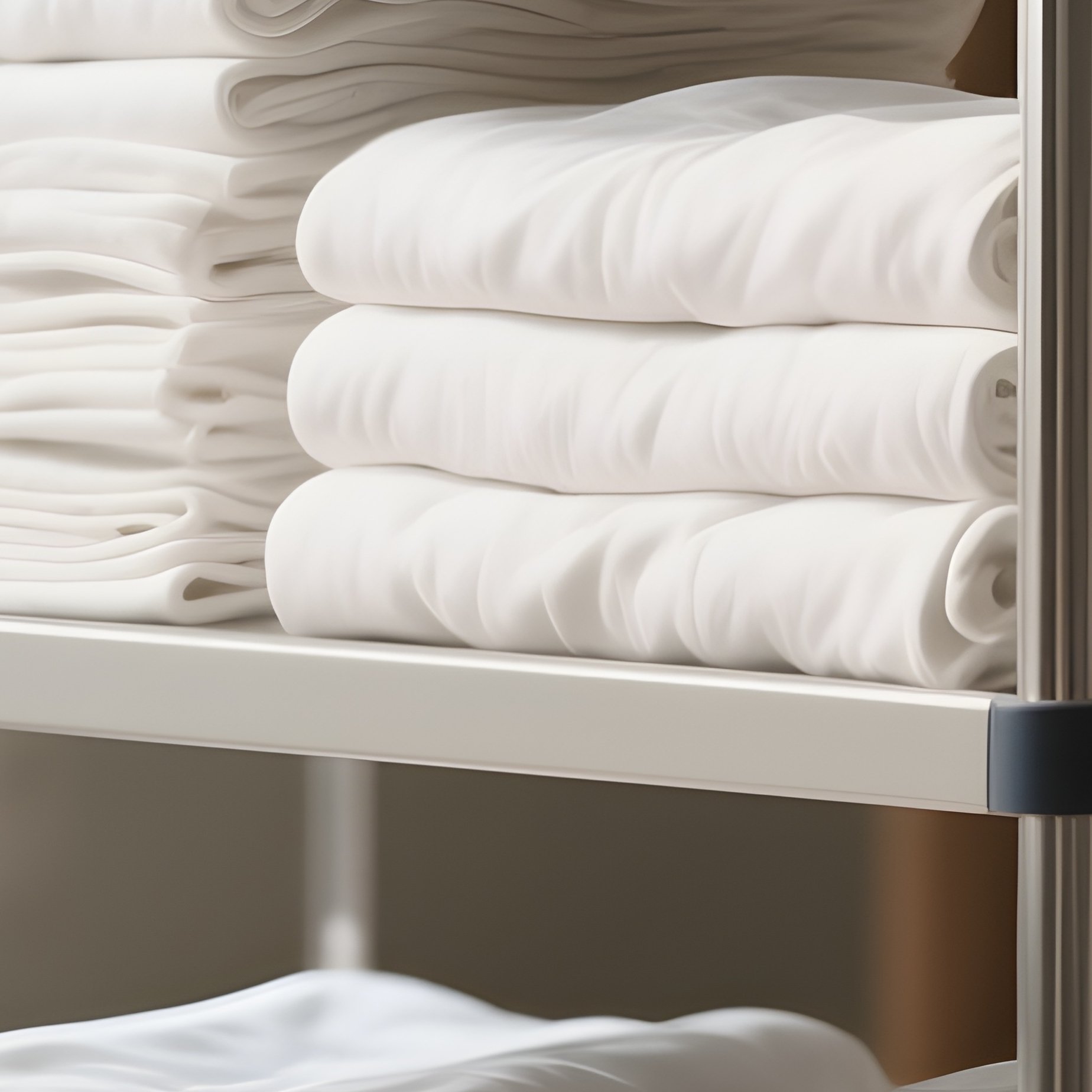 An Orderly Transporting Linens On A Rolling Cart - Full Resolution Quality Preview