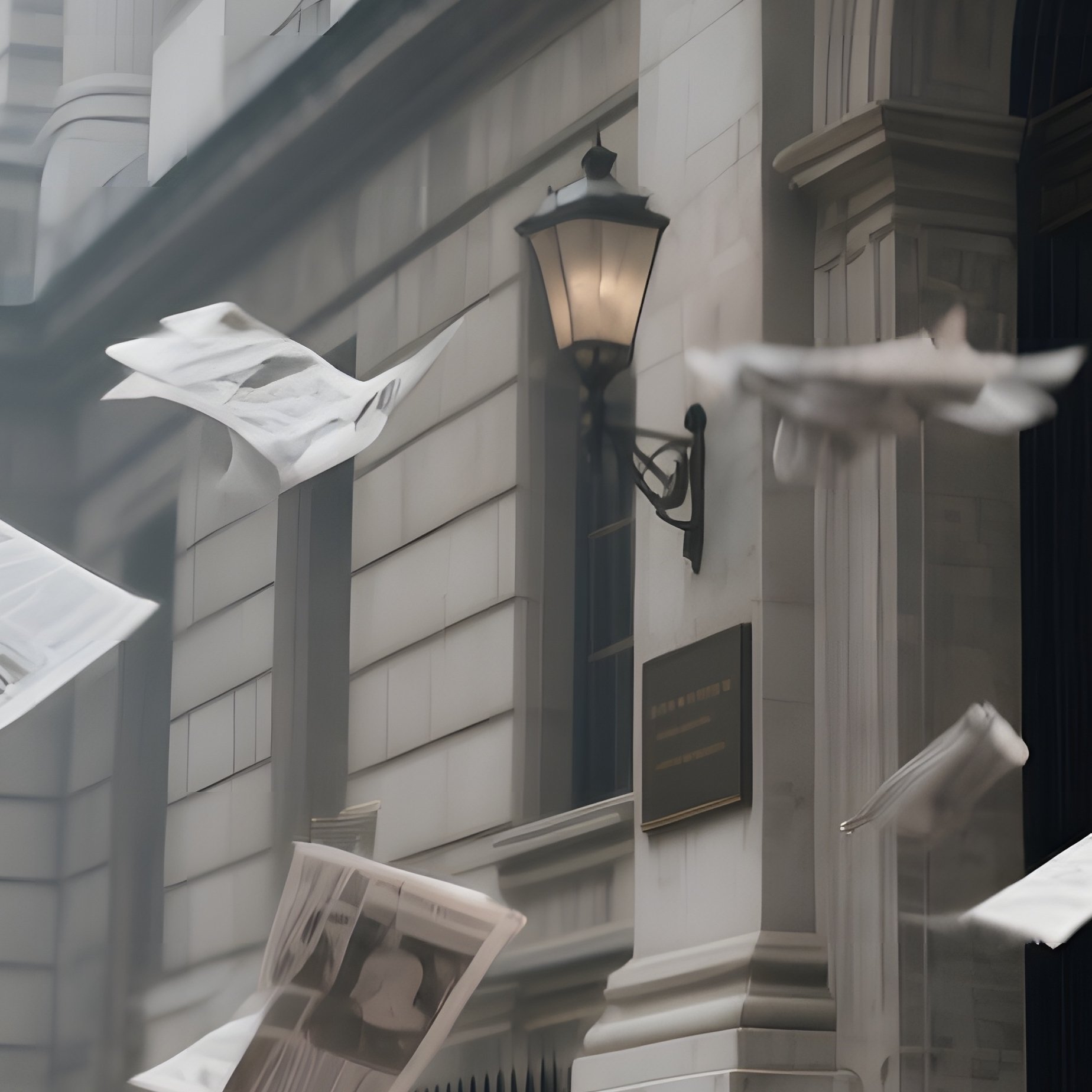 An Overcast Afternoon With Wind Whipping Through The Streets, Scattering Loose Newspaper Pages Near - Full Resolution Quality Preview