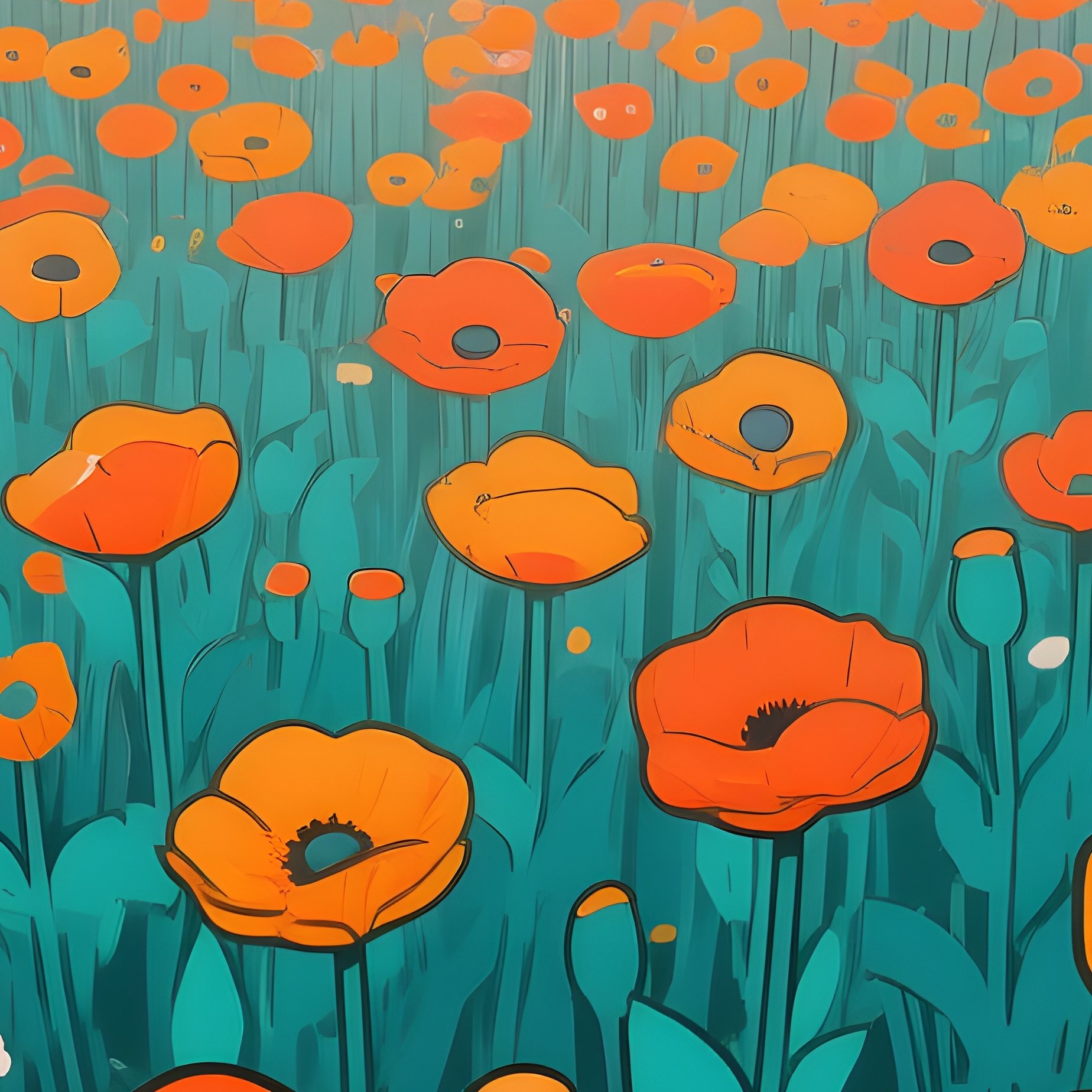 An Overhead Drone Shot Of A Pop‑Art Field Where Every Blossom Is A Flat Comic‑Style Panel, The - Full Resolution Quality Preview