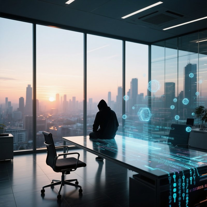 An Ultra‑Modern Glass Office At Sunrise, Floor‑To‑Ceiling Windows Revealing A Sprawling Cityscape,