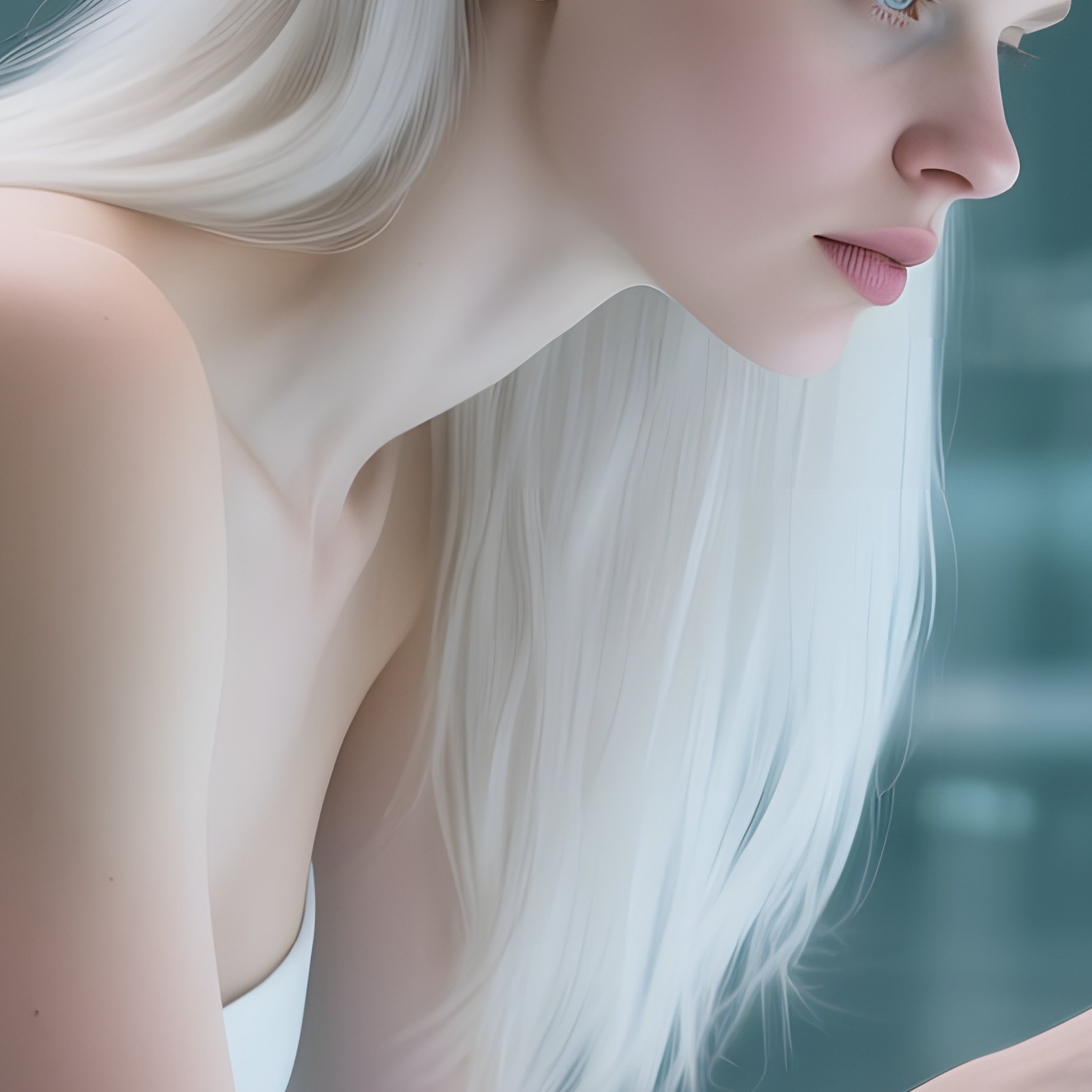 An Ultra‑Modern Laboratory With Glass Walls, A Pale‑Skinned European Woman With Long Platinum Hair - Full Resolution Quality Preview