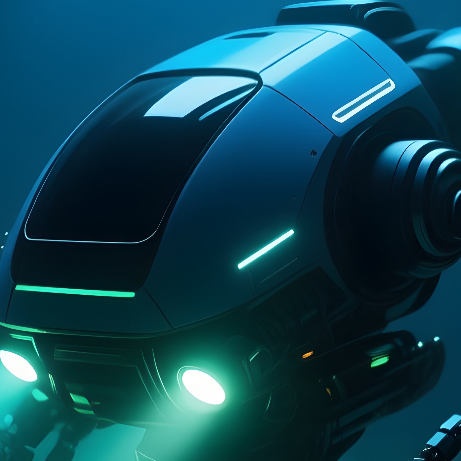 An Underwater Robot In Dark Ocean - Full Resolution Quality Preview