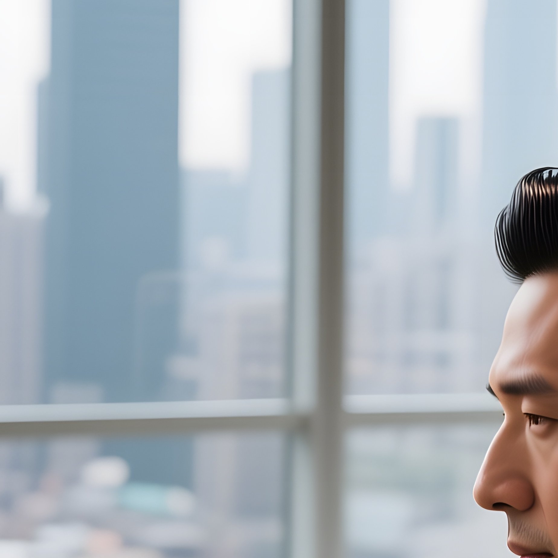 An Upscale Hotel Suite With Floor‑To‑Ceiling Windows Overlooking The City; A Businessman Gets A - Full Resolution Quality Preview