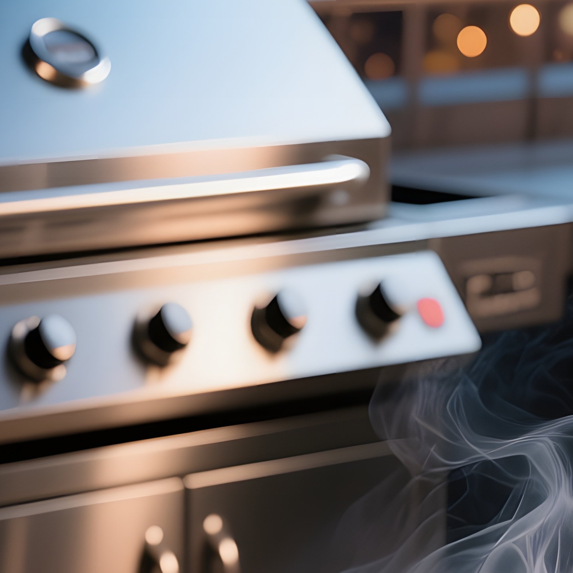 An Urban Rooftop Bar At Night, City Lights Twinkling Below, A Sleek Stainless‑Steel Grill Humming - Full Resolution Quality Preview