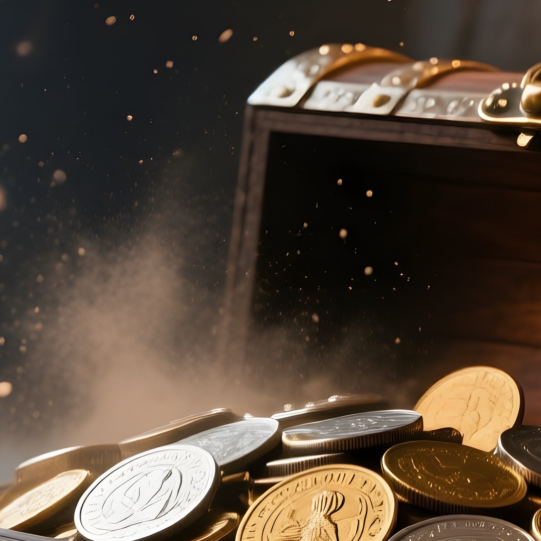Ancient Coins In A Treasure Chest - Full Resolution Quality Preview