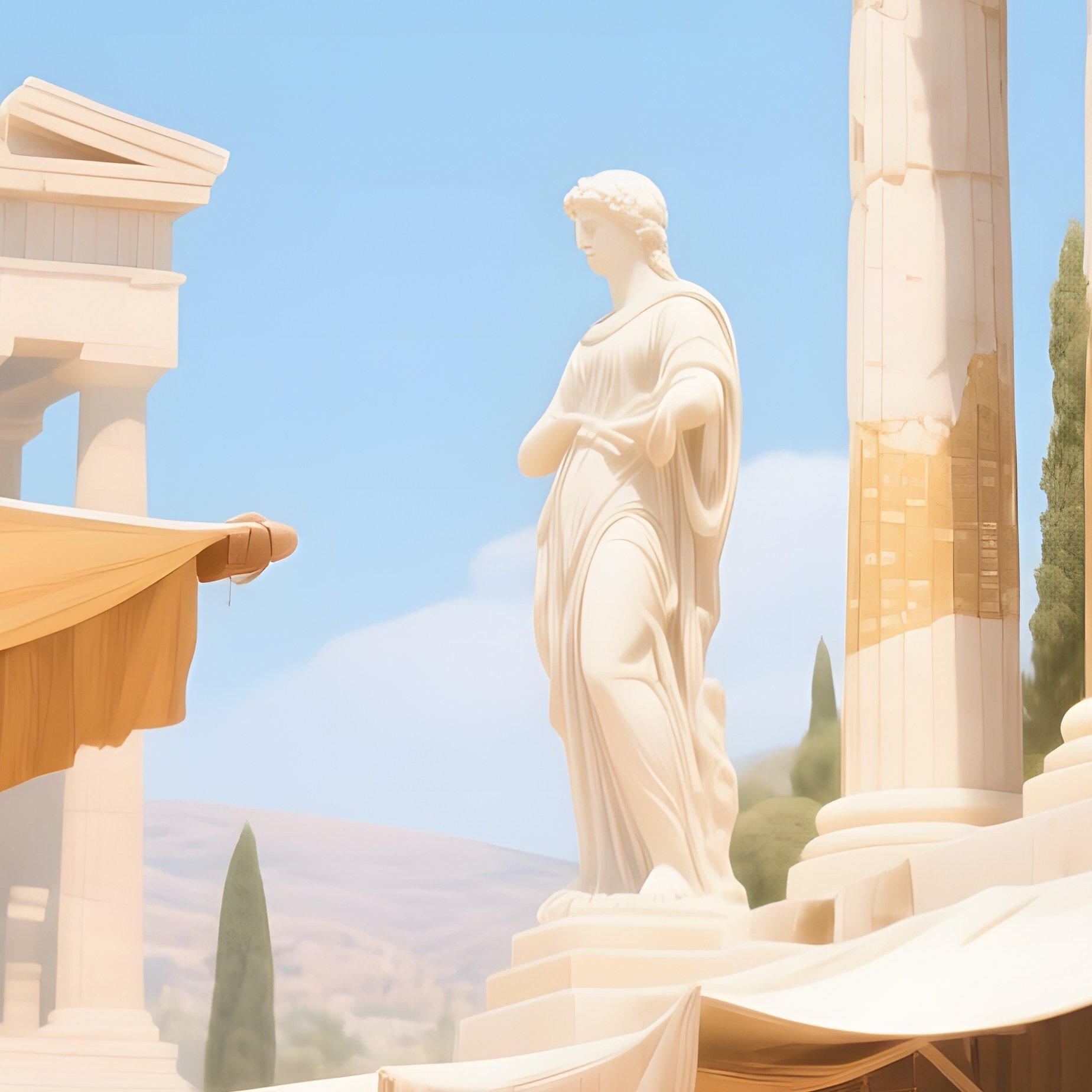 Ancient Greek Agora Clay Statues - Full Resolution Quality Preview
