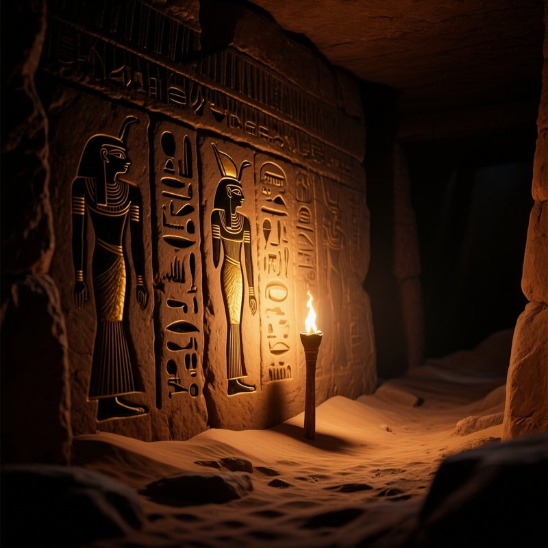 Ancient Hieroglyphs Sandstone Walls Torchlight 2