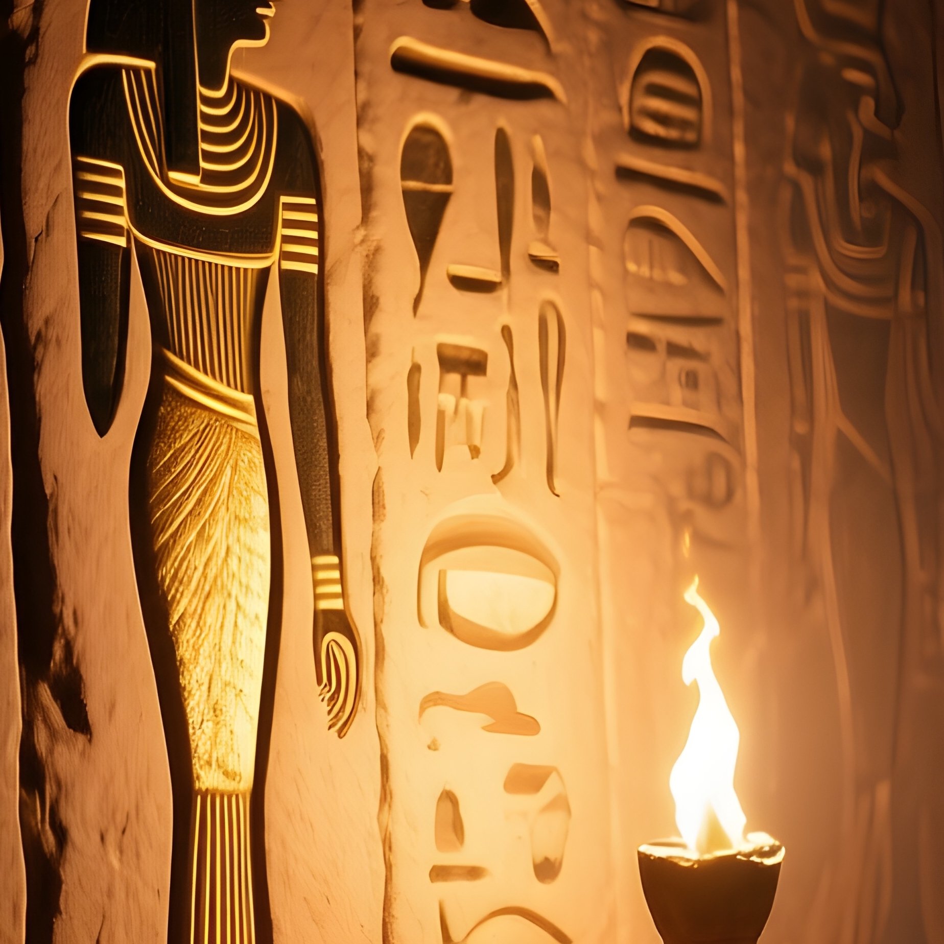 Ancient Hieroglyphs Sandstone Walls Torchlight 2 - Full Resolution Quality Preview