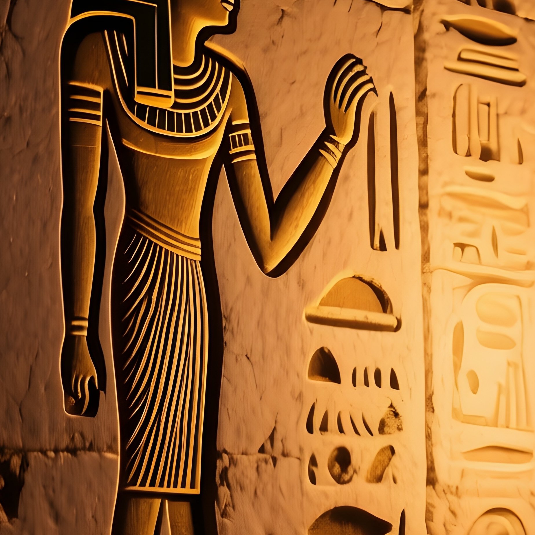 Ancient Hieroglyphs Sandstone Walls Torchlight - Full Resolution Quality Preview