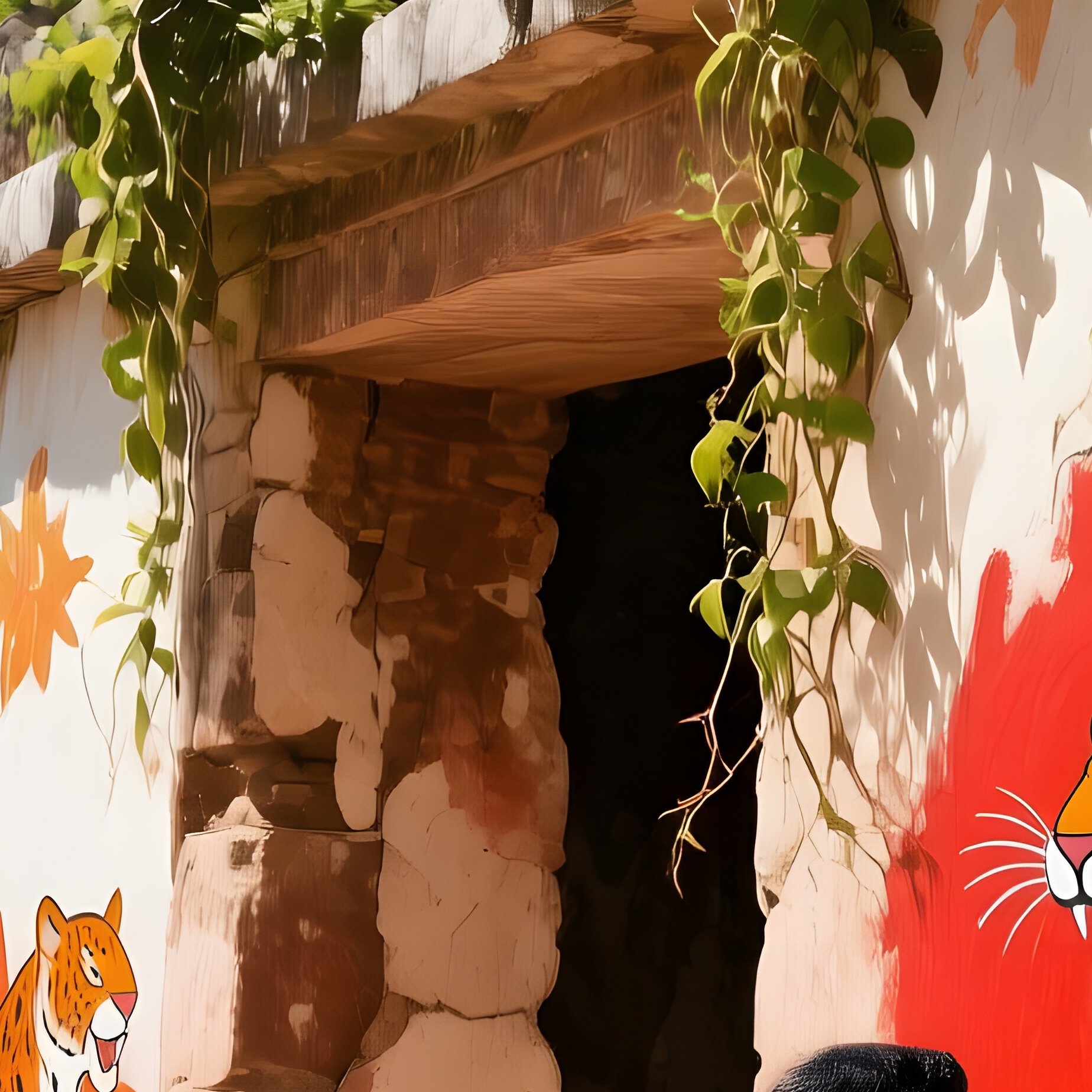 Ancient Mayan Ruin Midday Vines Frescoes - Full Resolution Quality Preview