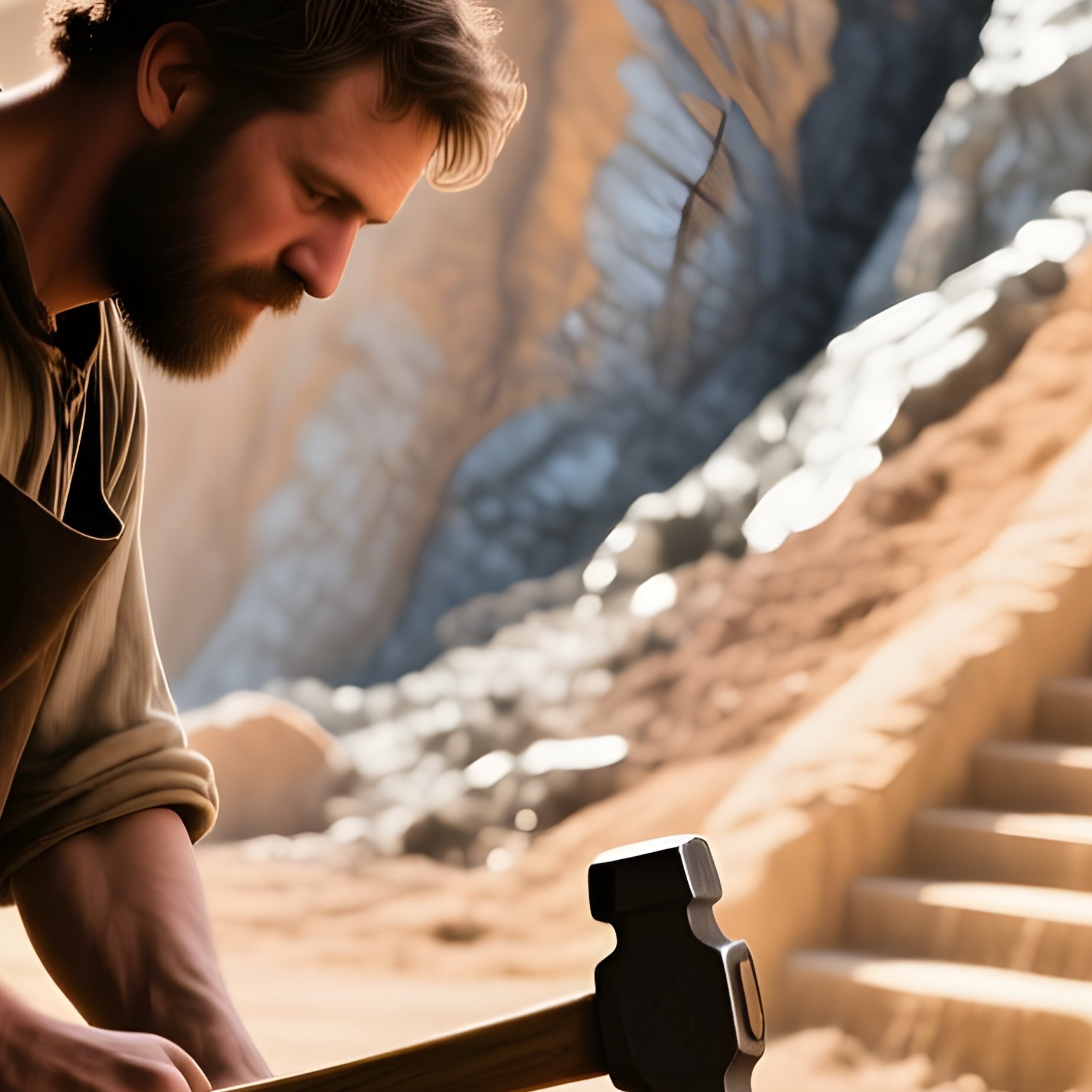 Ancient Metalworking And Mining Artisanal Scene - Full Resolution Quality Preview