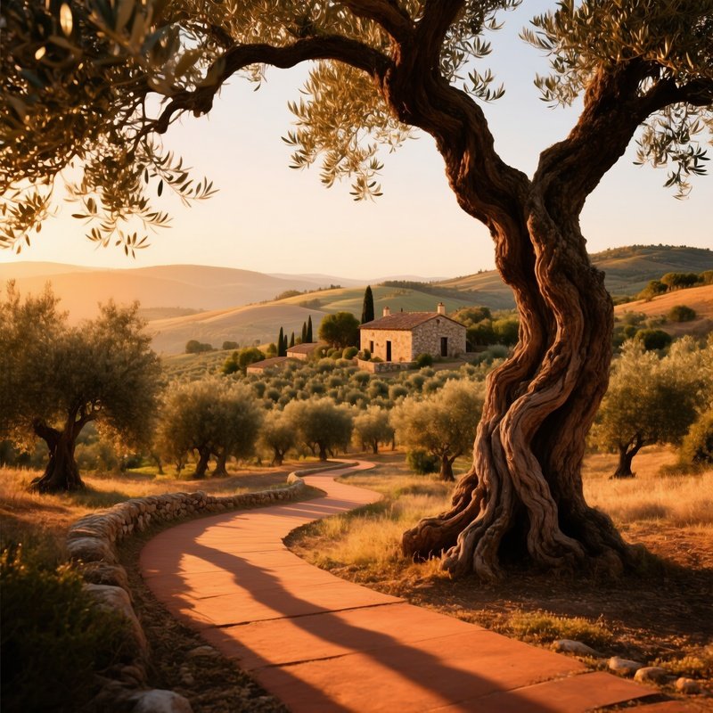 Ancient Olive Grove Golden Hour