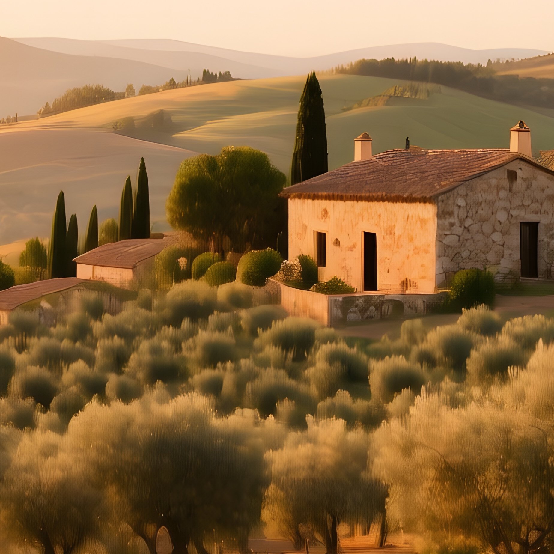 Ancient Olive Grove Golden Hour - Full Resolution Quality Preview
