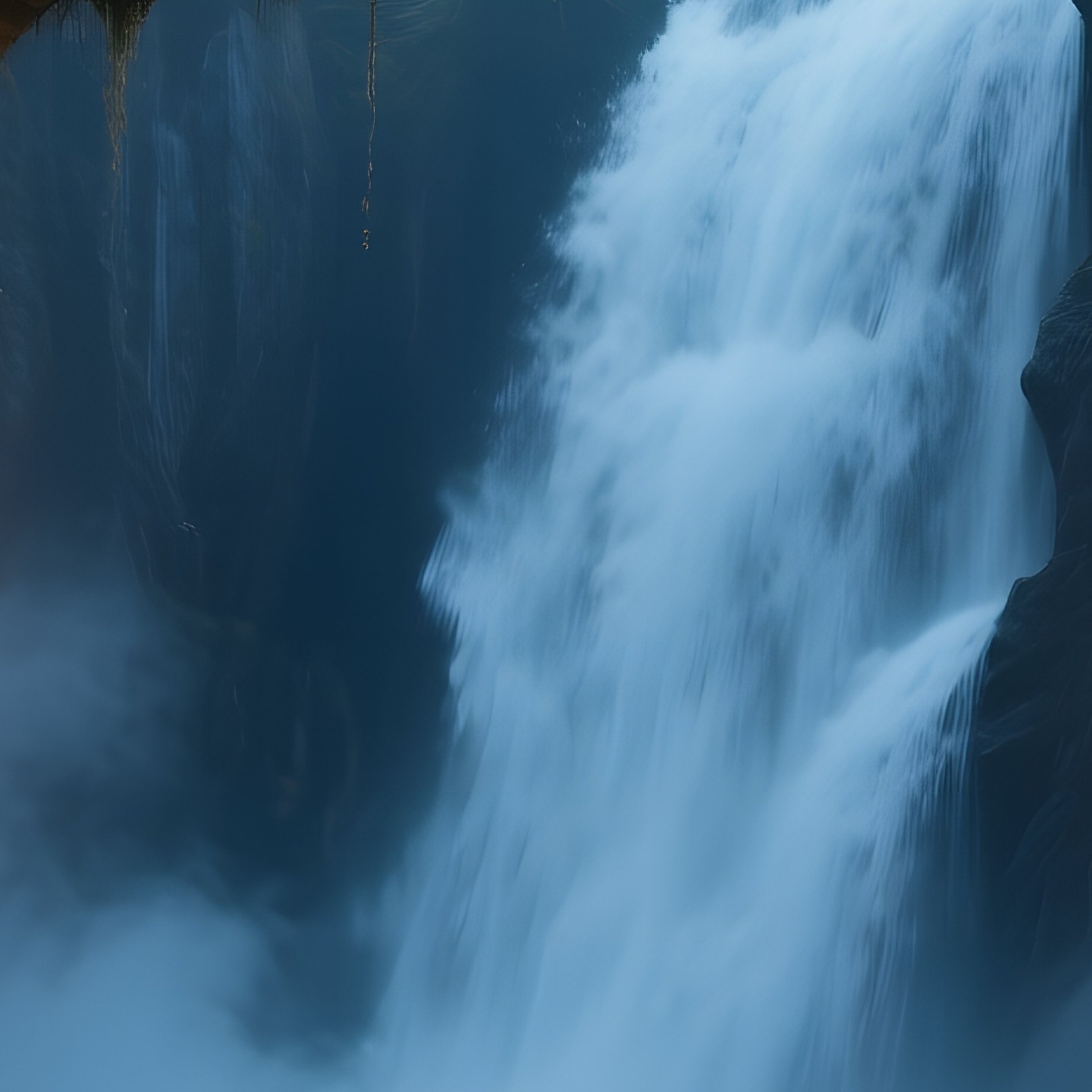 Ancient Stone Bridge Over Roaring Waterfall - Full Resolution Quality Preview