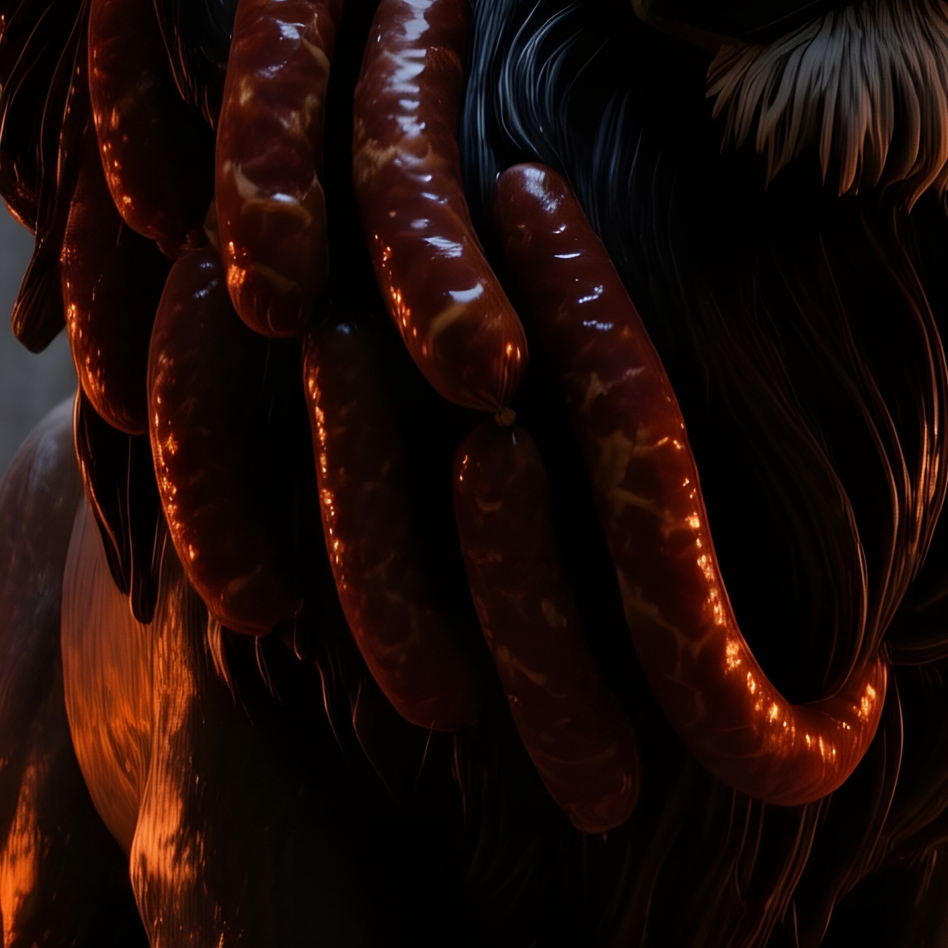 Ancient Stone Courtyard Lion Sausage Statue - Full Resolution Quality Preview