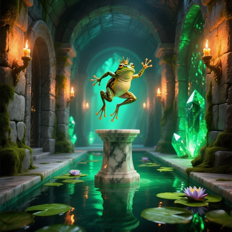 Ancient Stone Hallway Frog Prince Leaping