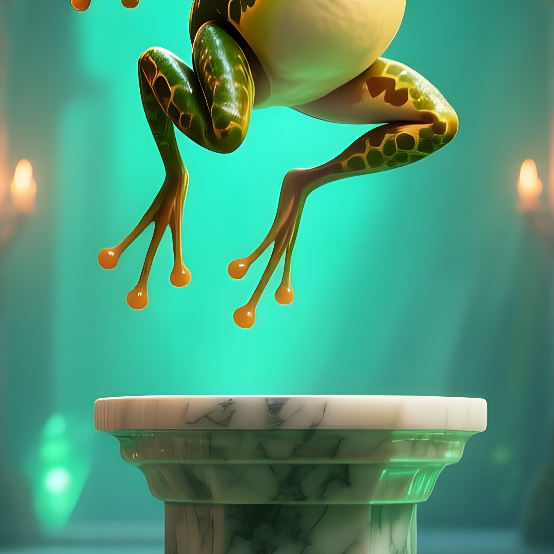 Ancient Stone Hallway Frog Prince Leaping - Full Resolution Quality Preview