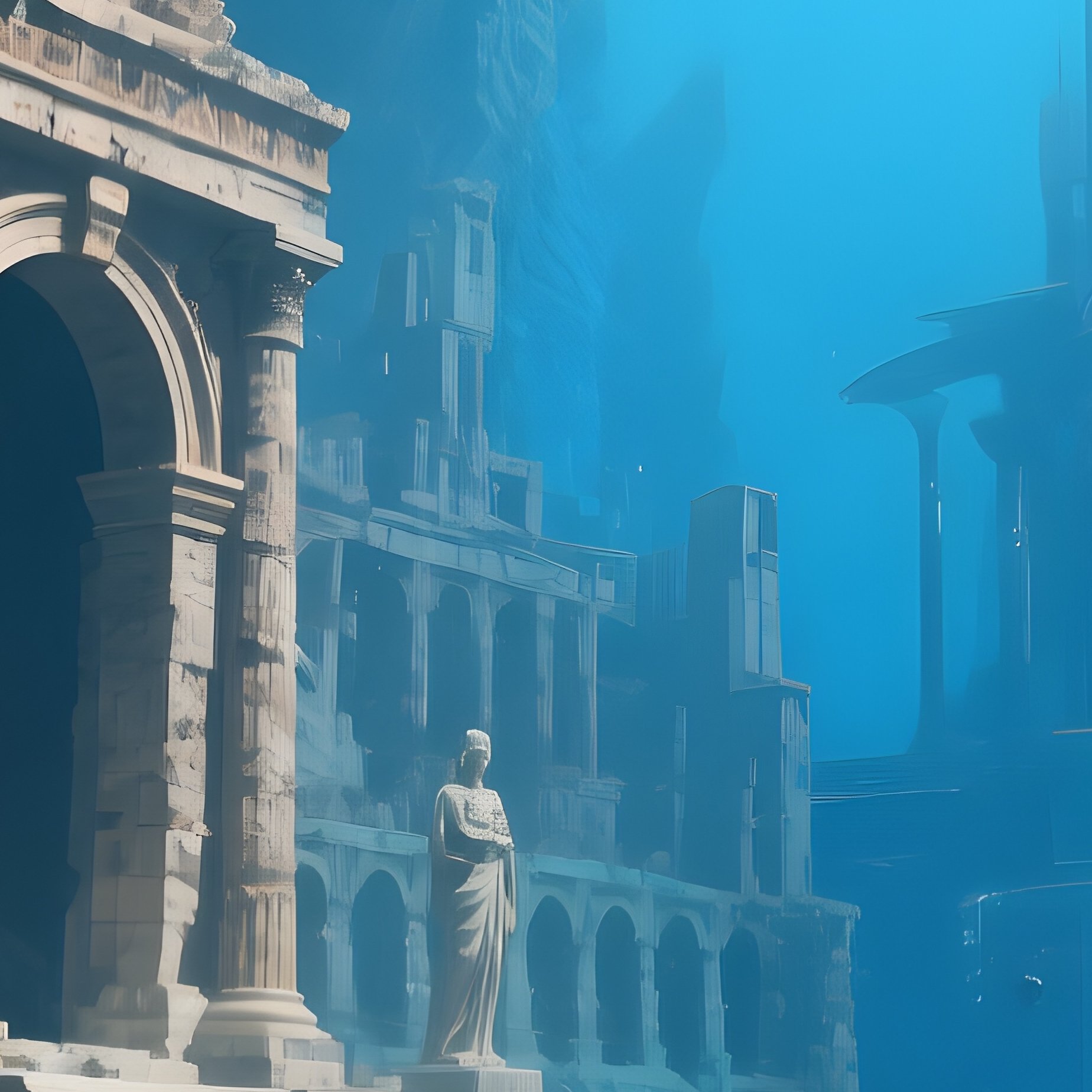 Ancient Underwater Ruins In Coral Canyon Digital Art - Full Resolution Quality Preview