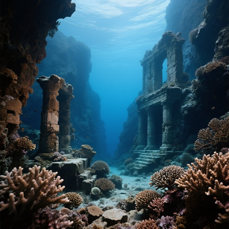Ancient Underwater Ruins In Coral Canyon Still Life
