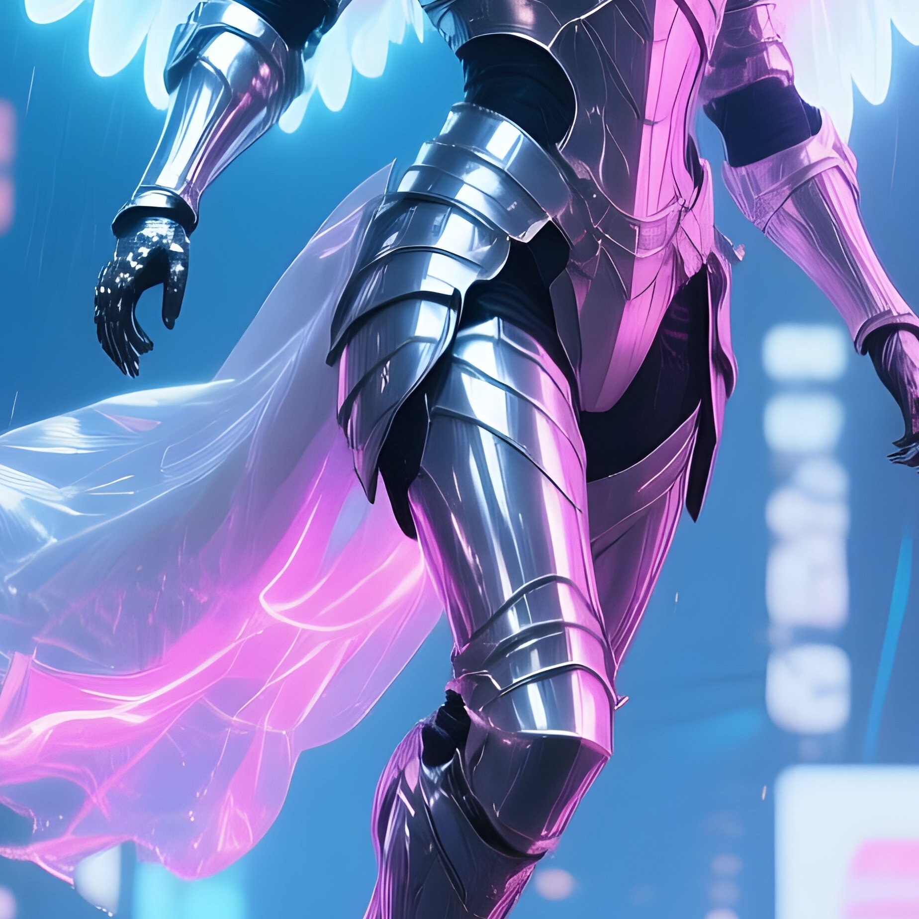 Angelic Figure In Cyberpunk Market - Full Resolution Quality Preview