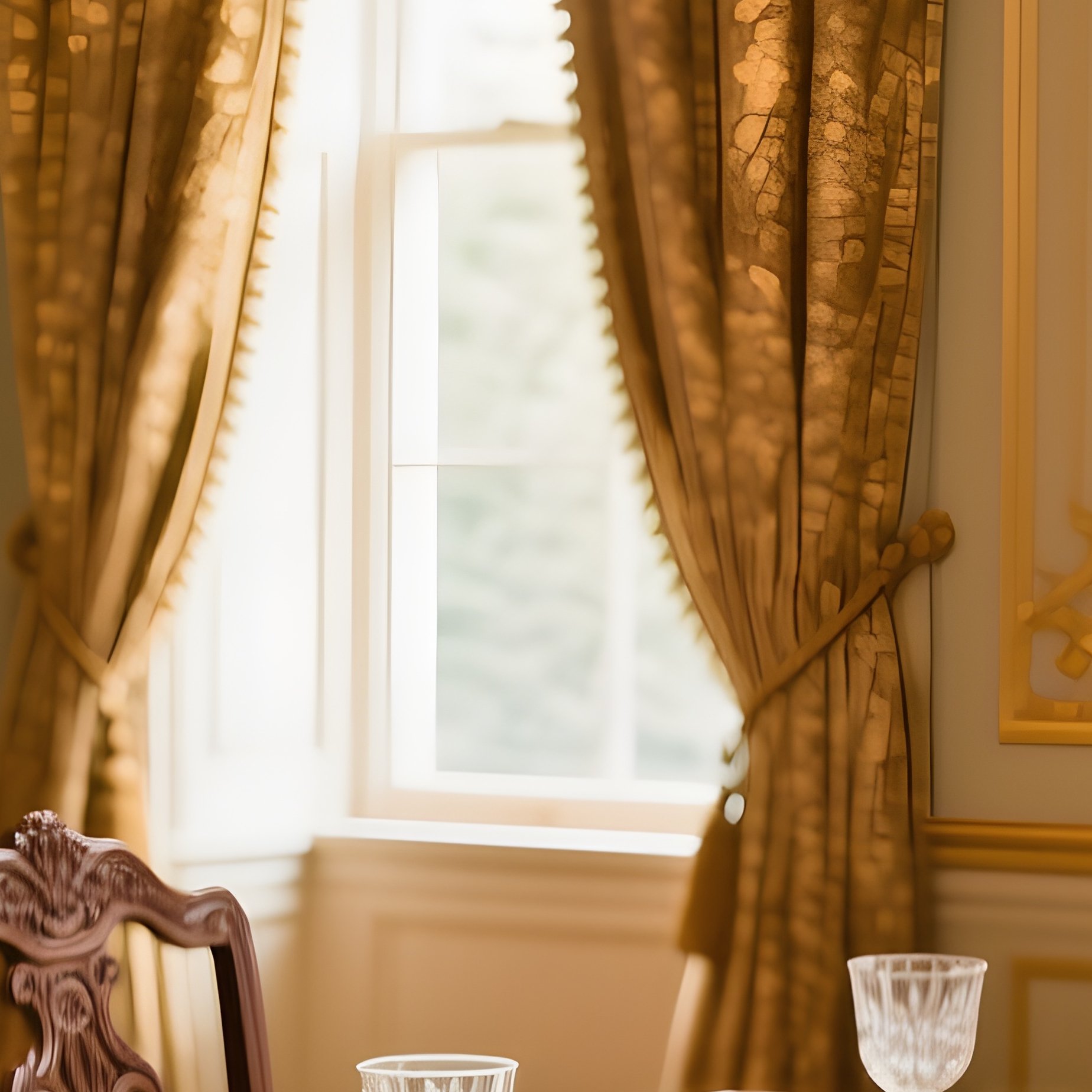 Antique Tableware Collection In Ornate Dining Room - Full Resolution Quality Preview