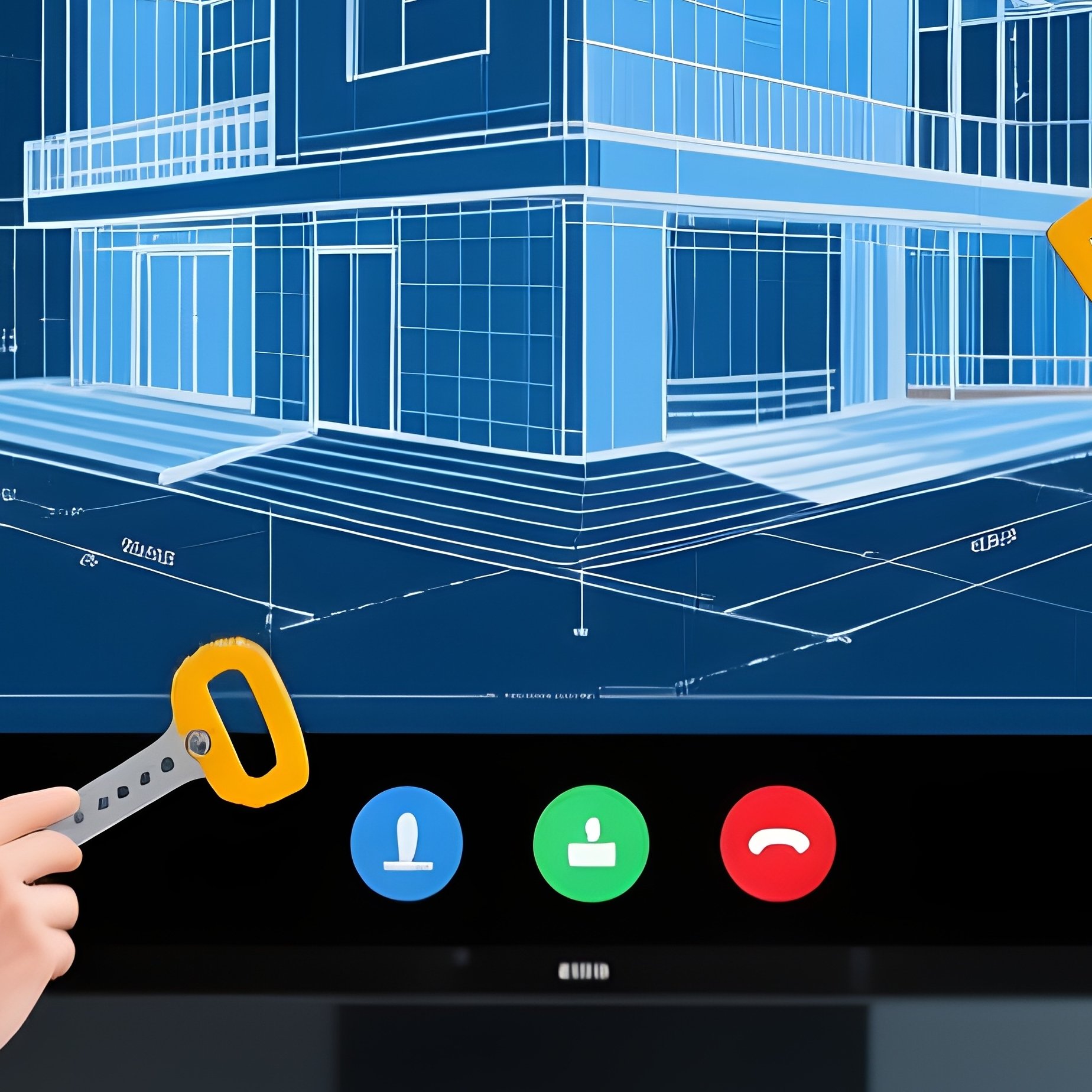 Architects Discussing Blueprints Virtual Meetings - Full Resolution Quality Preview