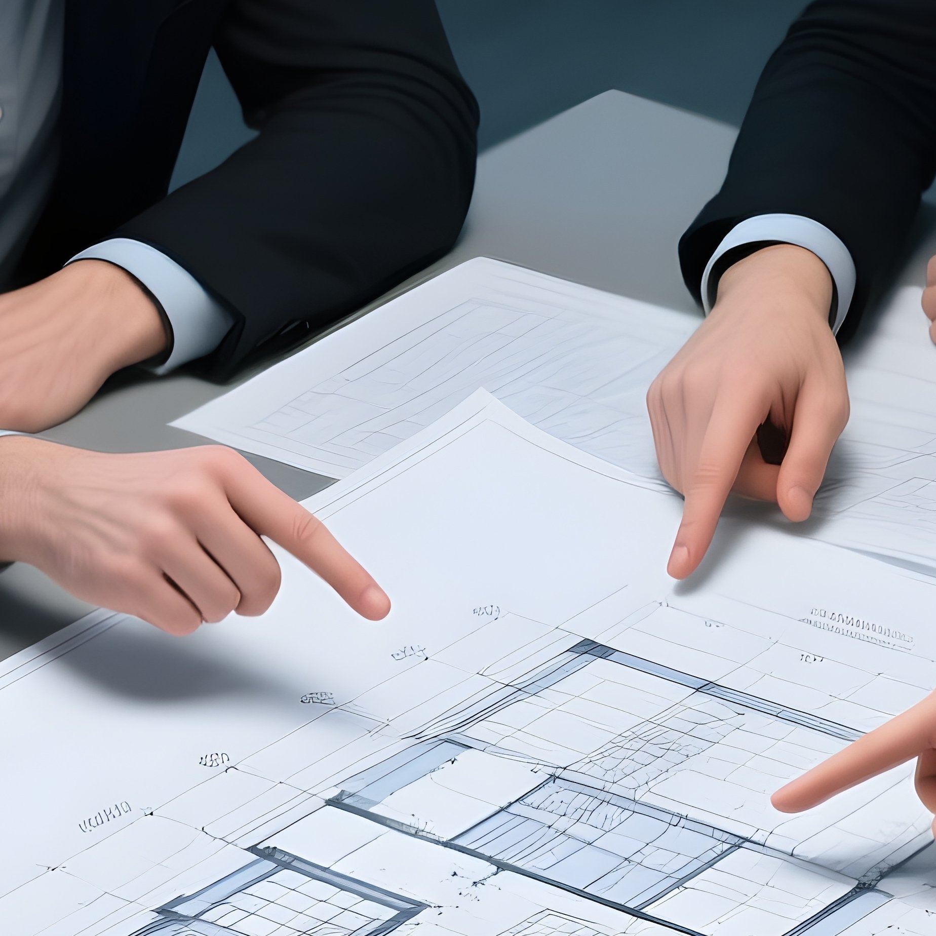 Architects Discussing Blueprints Working Sessions - Full Resolution Quality Preview