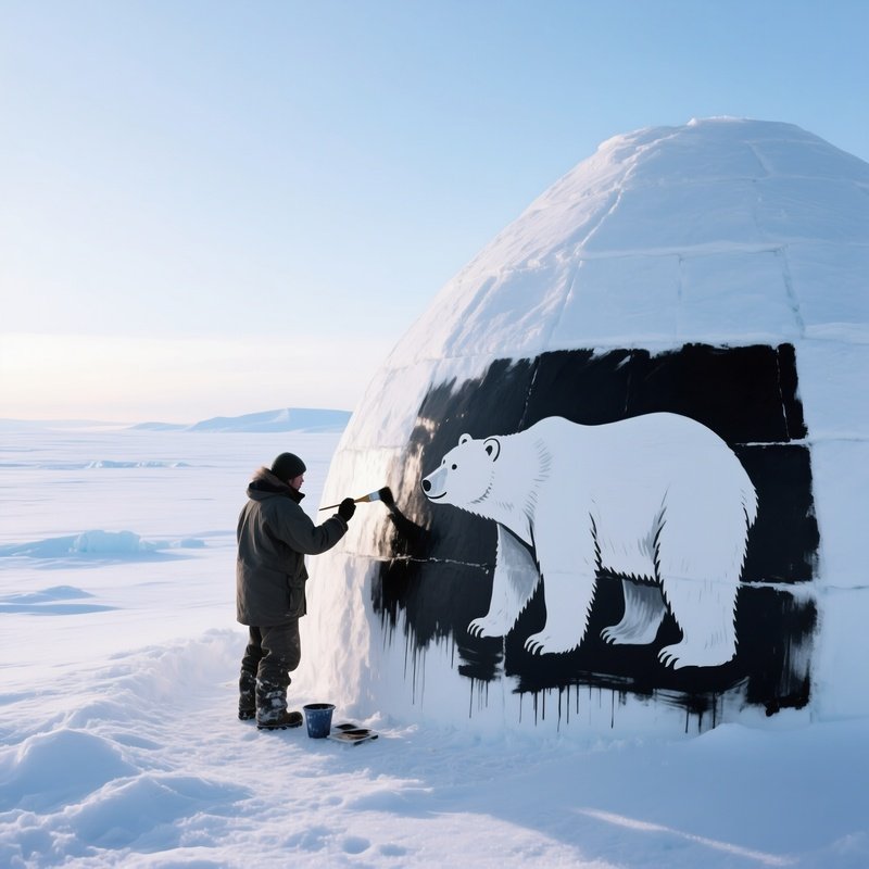 Arctic Tundra Polar Day Explorer Painting Igloo