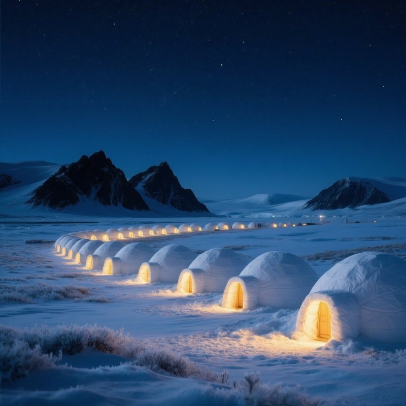 Arctic Village Night Igloos
