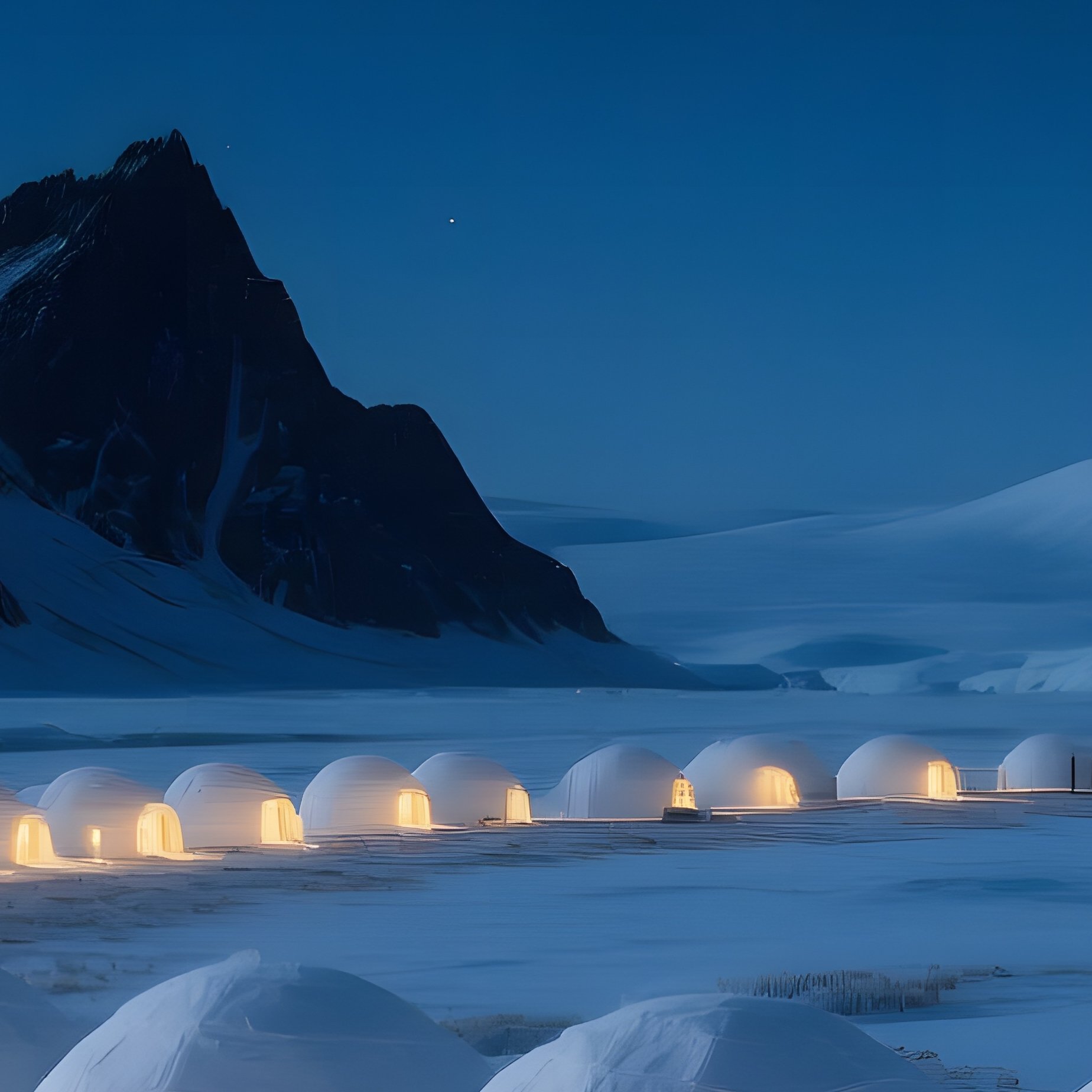 Arctic Village Night Igloos - Full Resolution Quality Preview