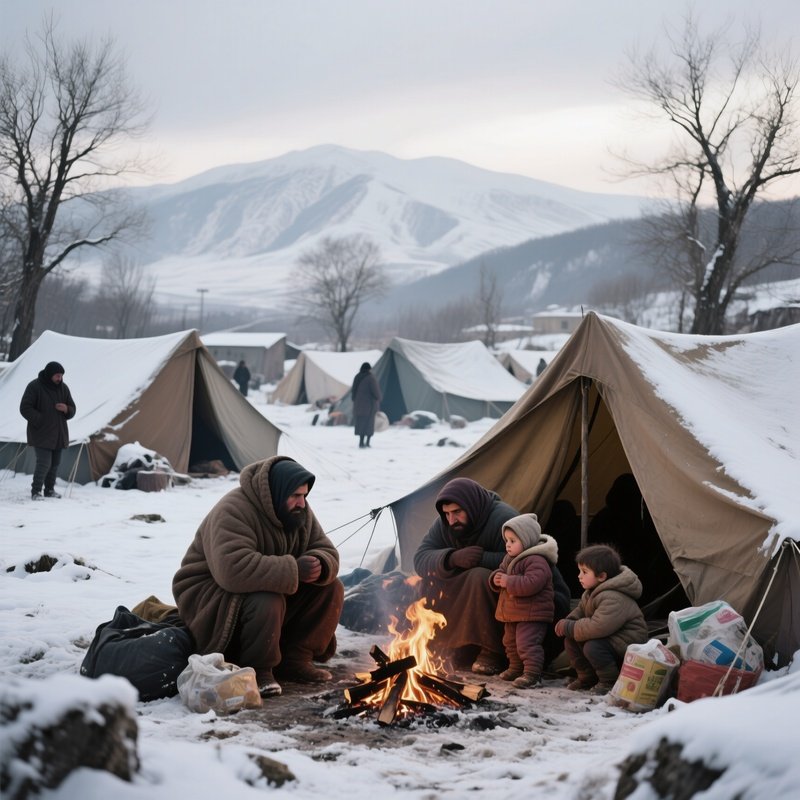 Armenian Earthquake Survivors Winter Tents 1989