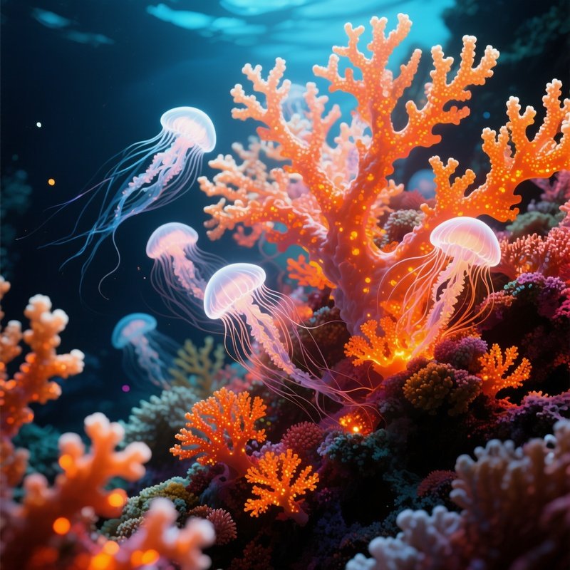 Artificial Coral Reef With Plankton Storm