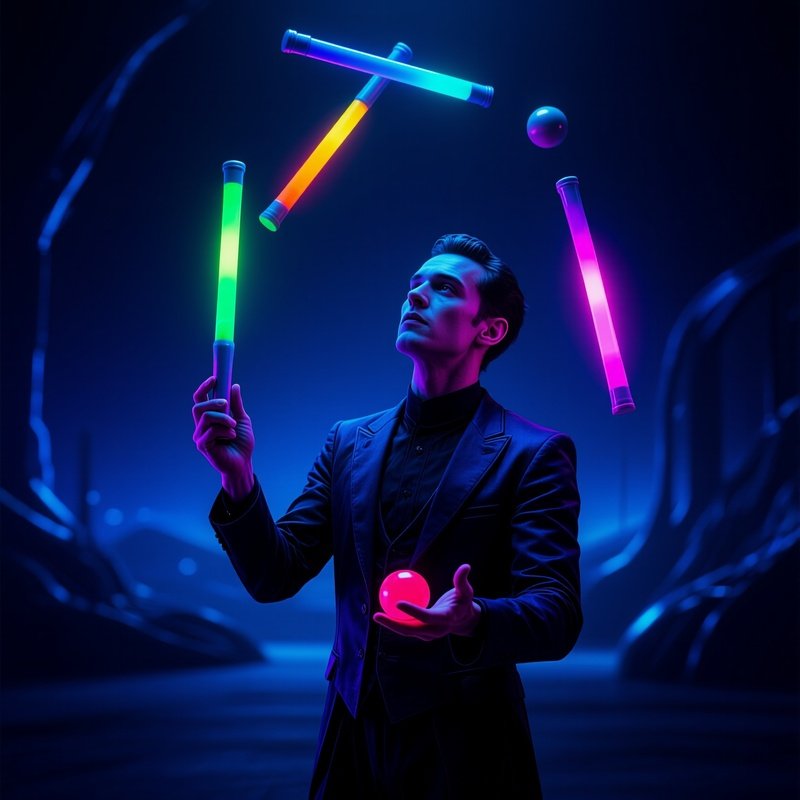 Artificial World Juggler Glowing Led Clubs Dark Tent