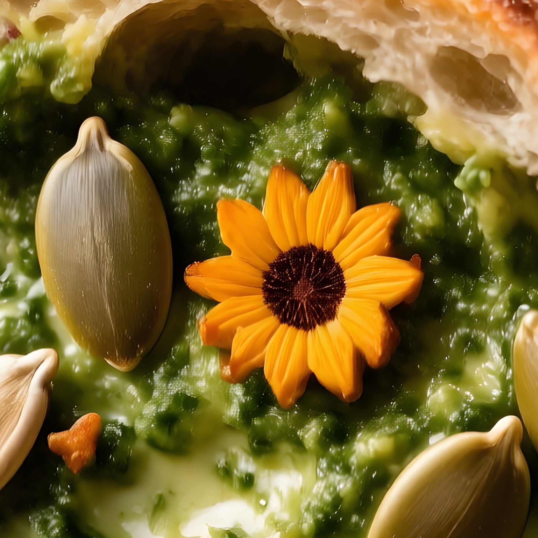 Artisan Bakery Slice Of Crusty Bread With Herb Filling And Seed Toppings - Full Resolution Quality Preview