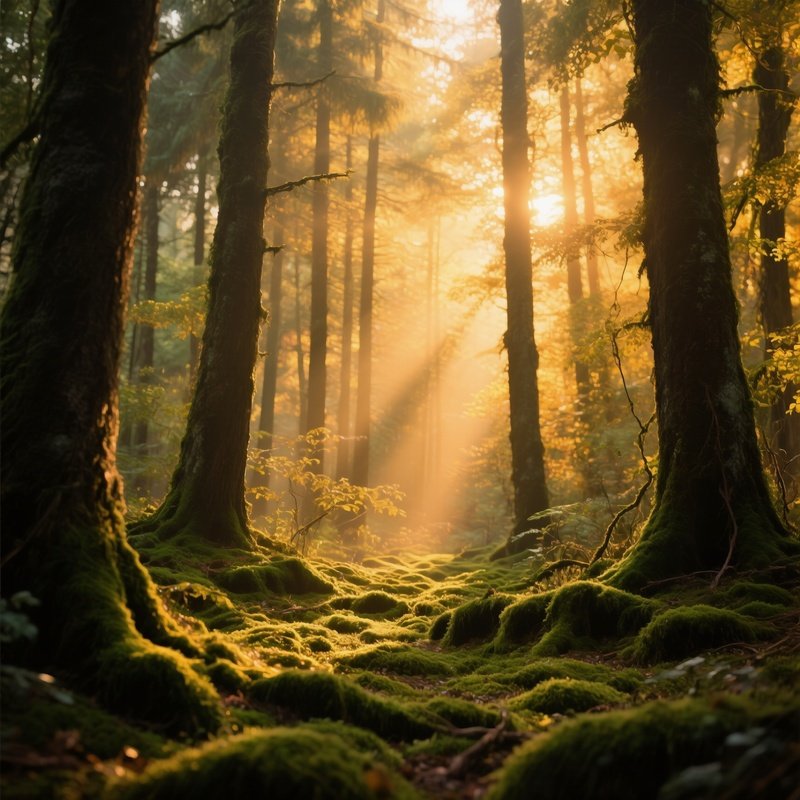 Artistic Atmospheric Forest Sunset