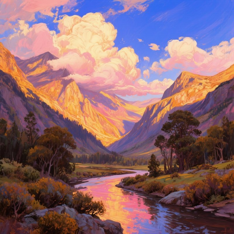Artistic Detailed Landscape With Golden Hour Light