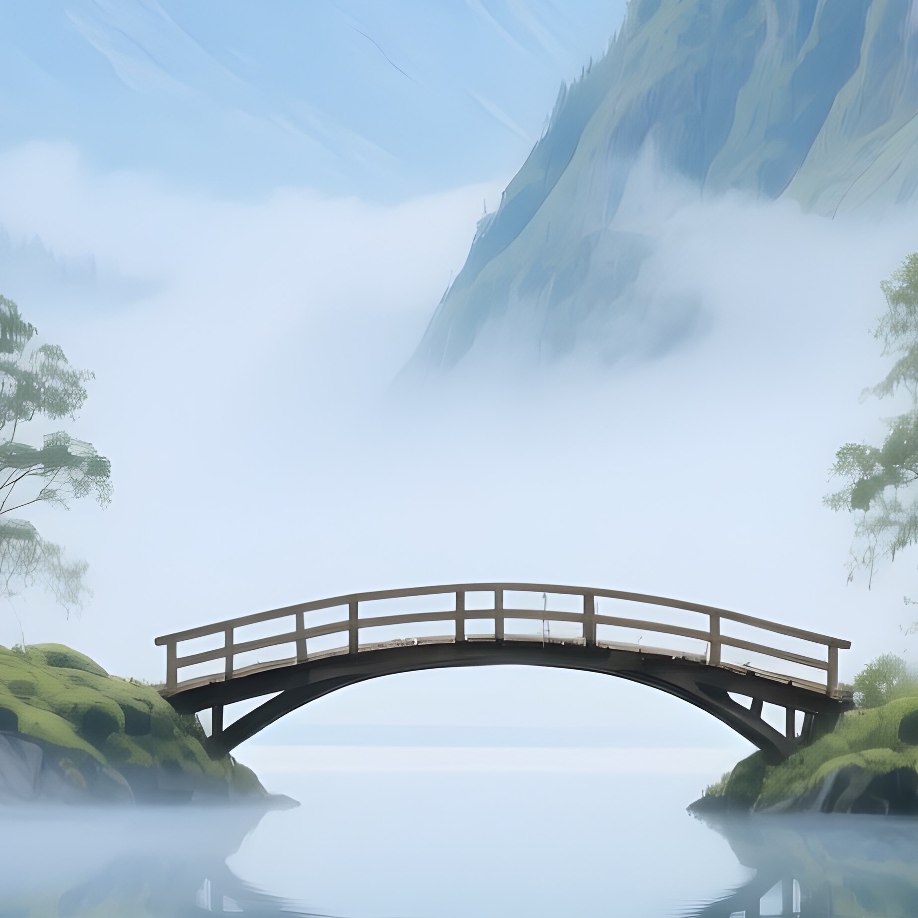 Artistic Detailed Landscape With Reflective Water - Full Resolution Quality Preview