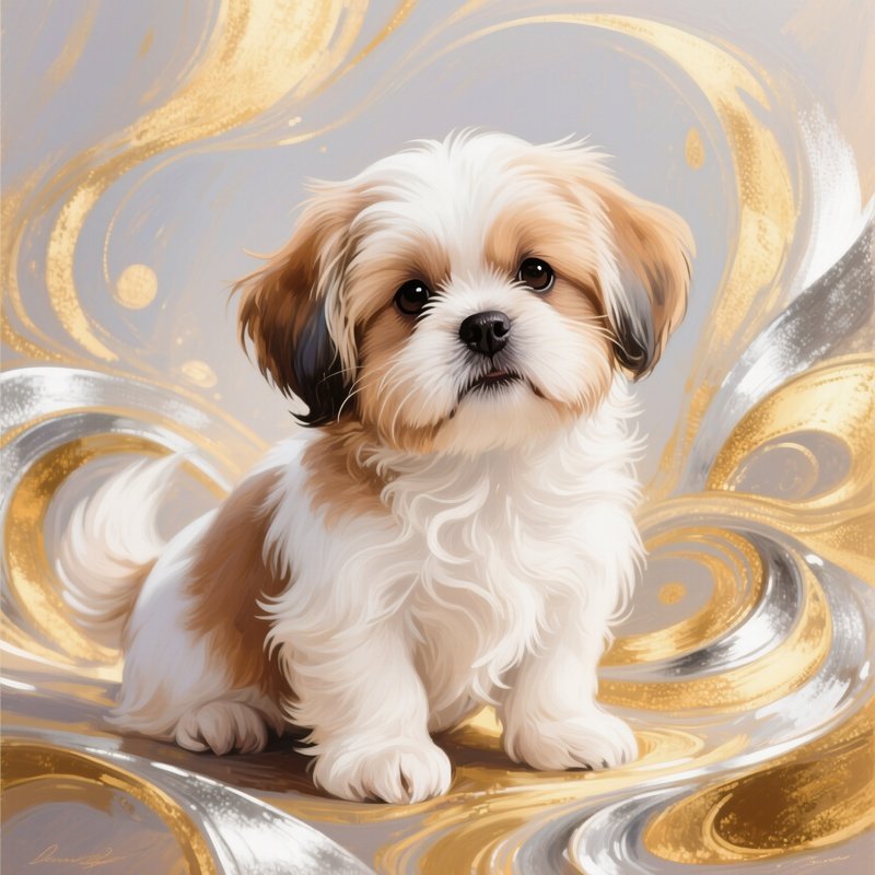 Artistic Painting Of A Shih Tzu Puppy