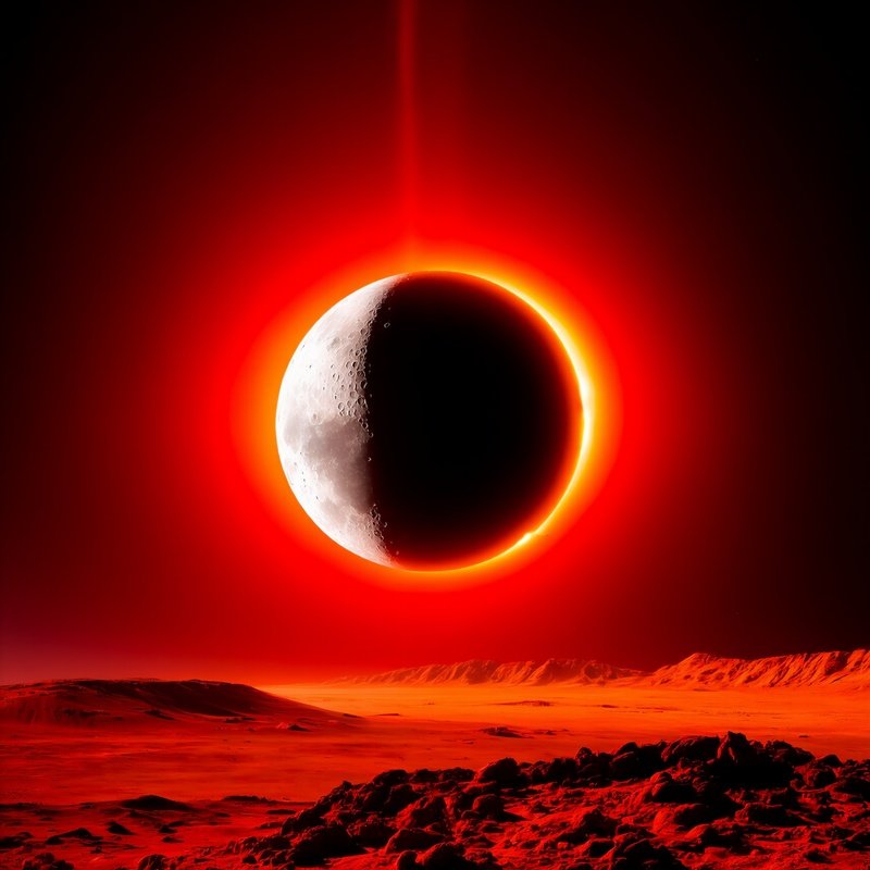 Artistic Solar Eclipse From Mars