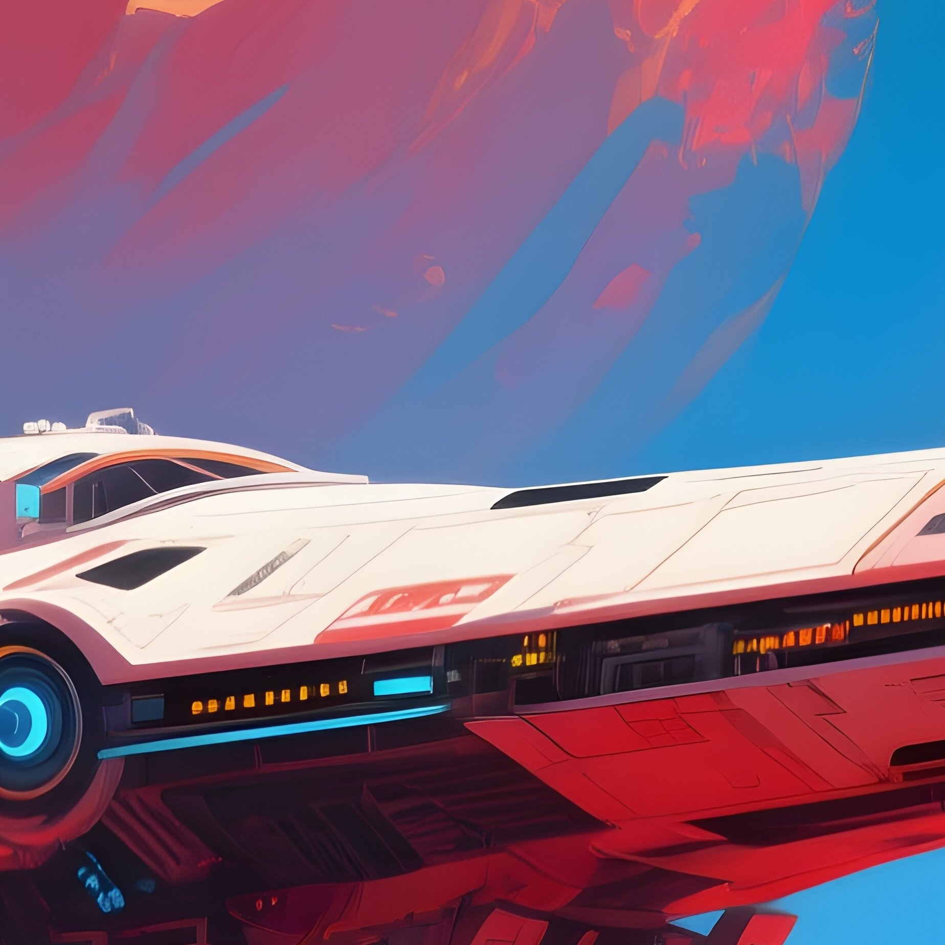 Artistic Spaceship Landing On Mars - Full Resolution Quality Preview