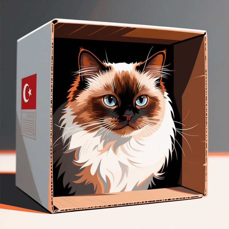 Artistic Turkish Van Head Sticking Out Of Box