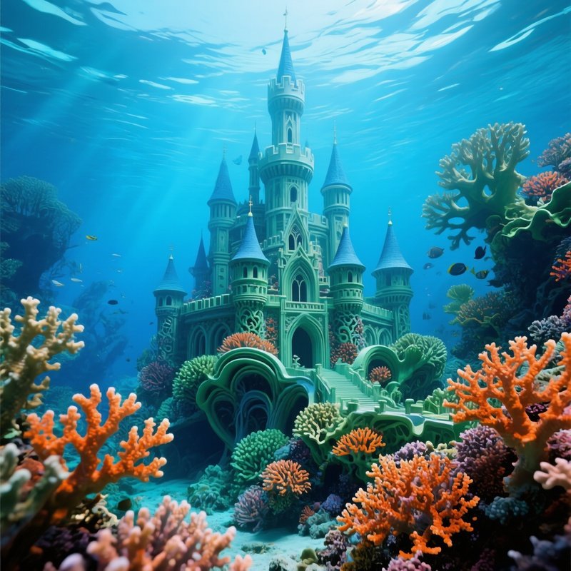 Artistic Underwater Castle Scene