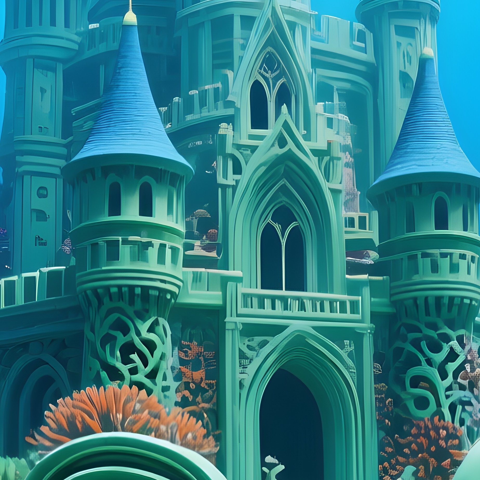 Artistic Underwater Castle Scene - Full Resolution Quality Preview