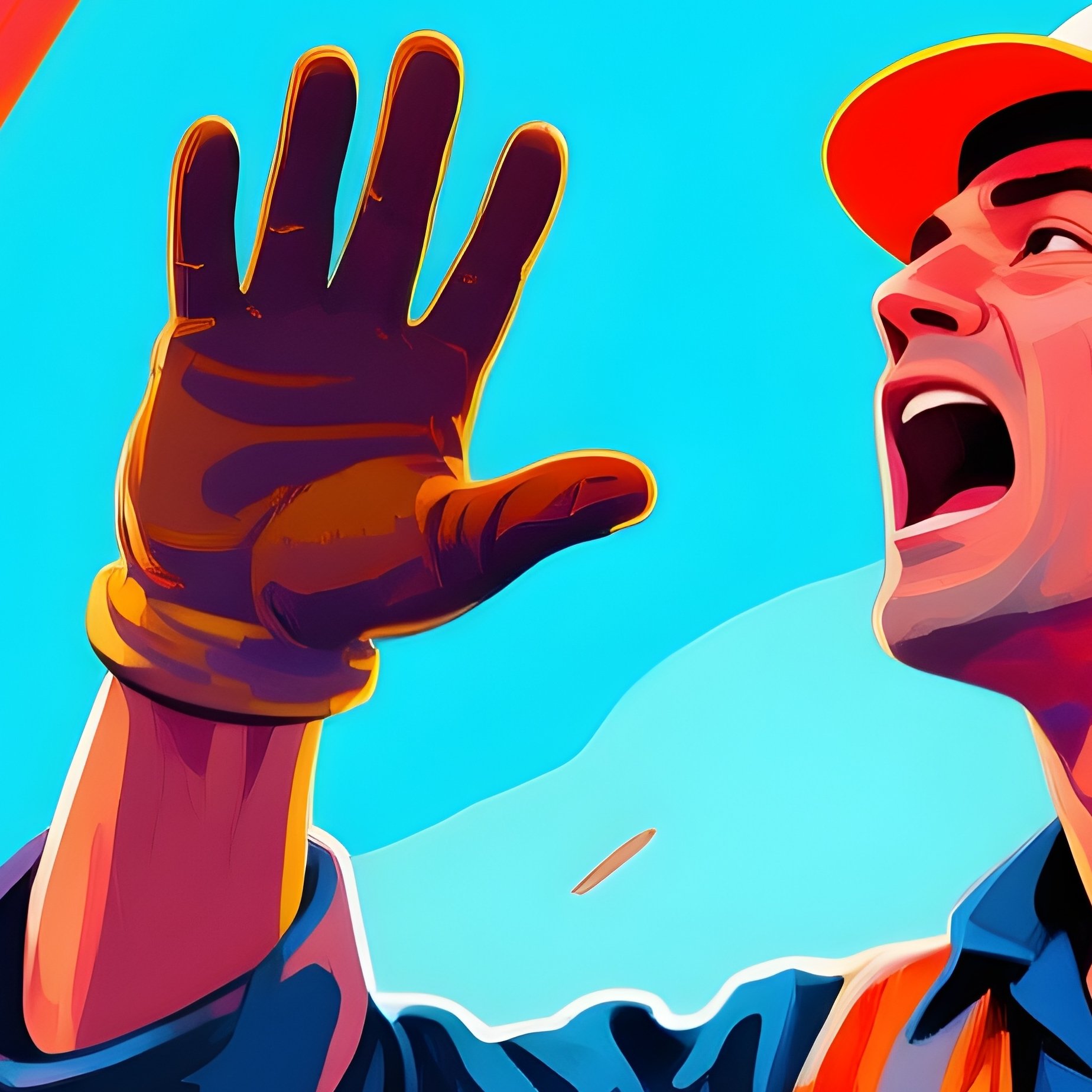 Artistic Worker Signaling To Craneman Hand Gestures - Full Resolution Quality Preview